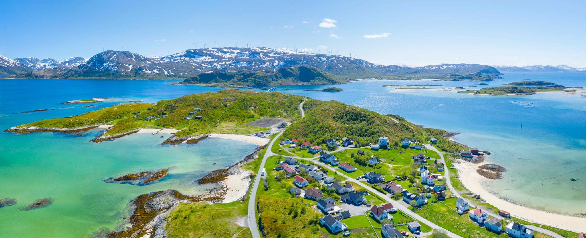 Beaches and houses on Sommarøy in Northern Norway