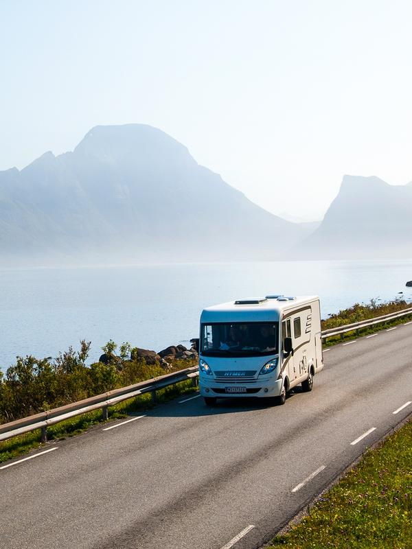 A motorhome on Kystriksveien - the coastal route through Trøndelag and Northern Norway