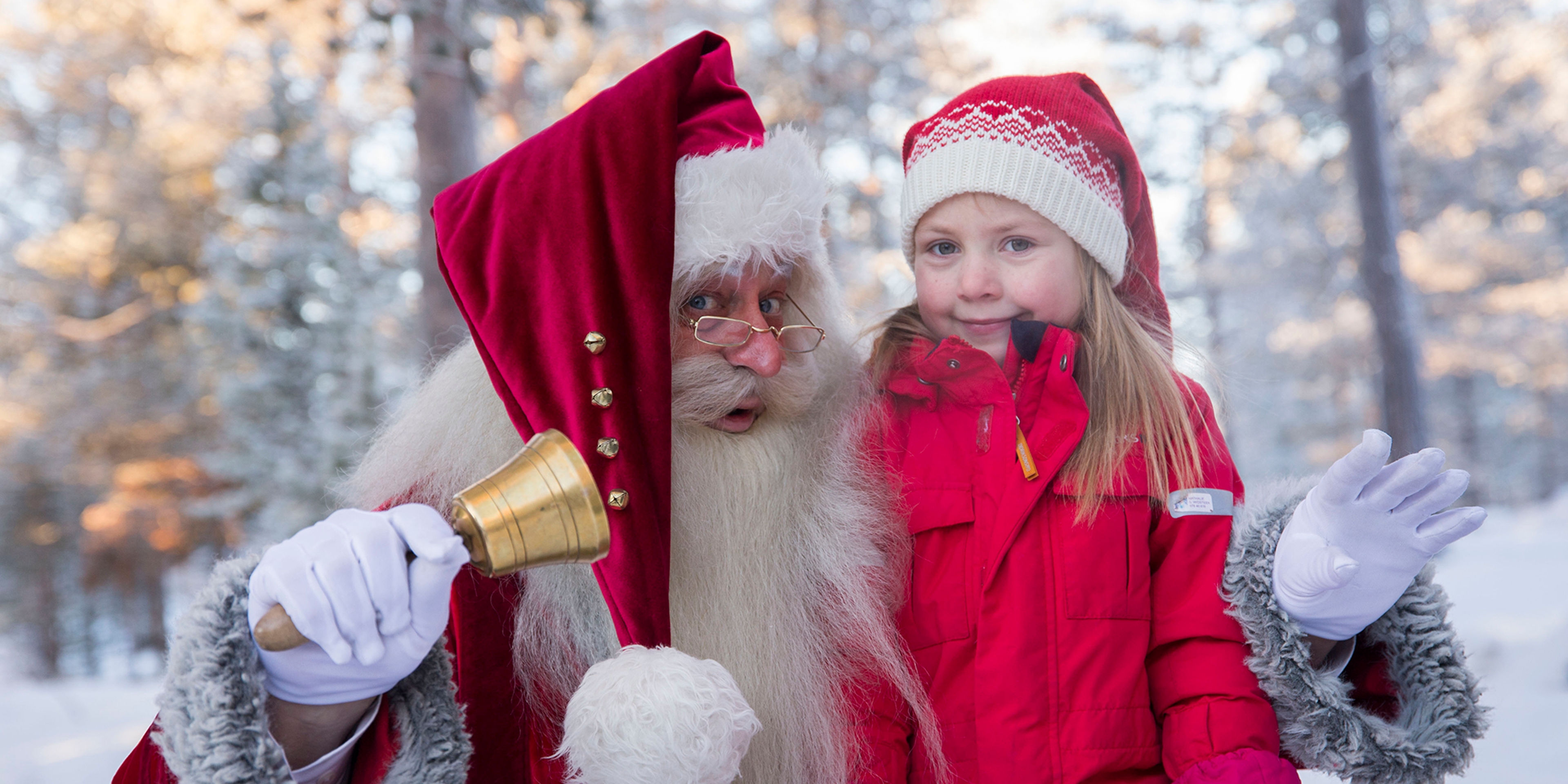Santa Claus and a girl at one of Norway’s top Christmas destinations, Savalen