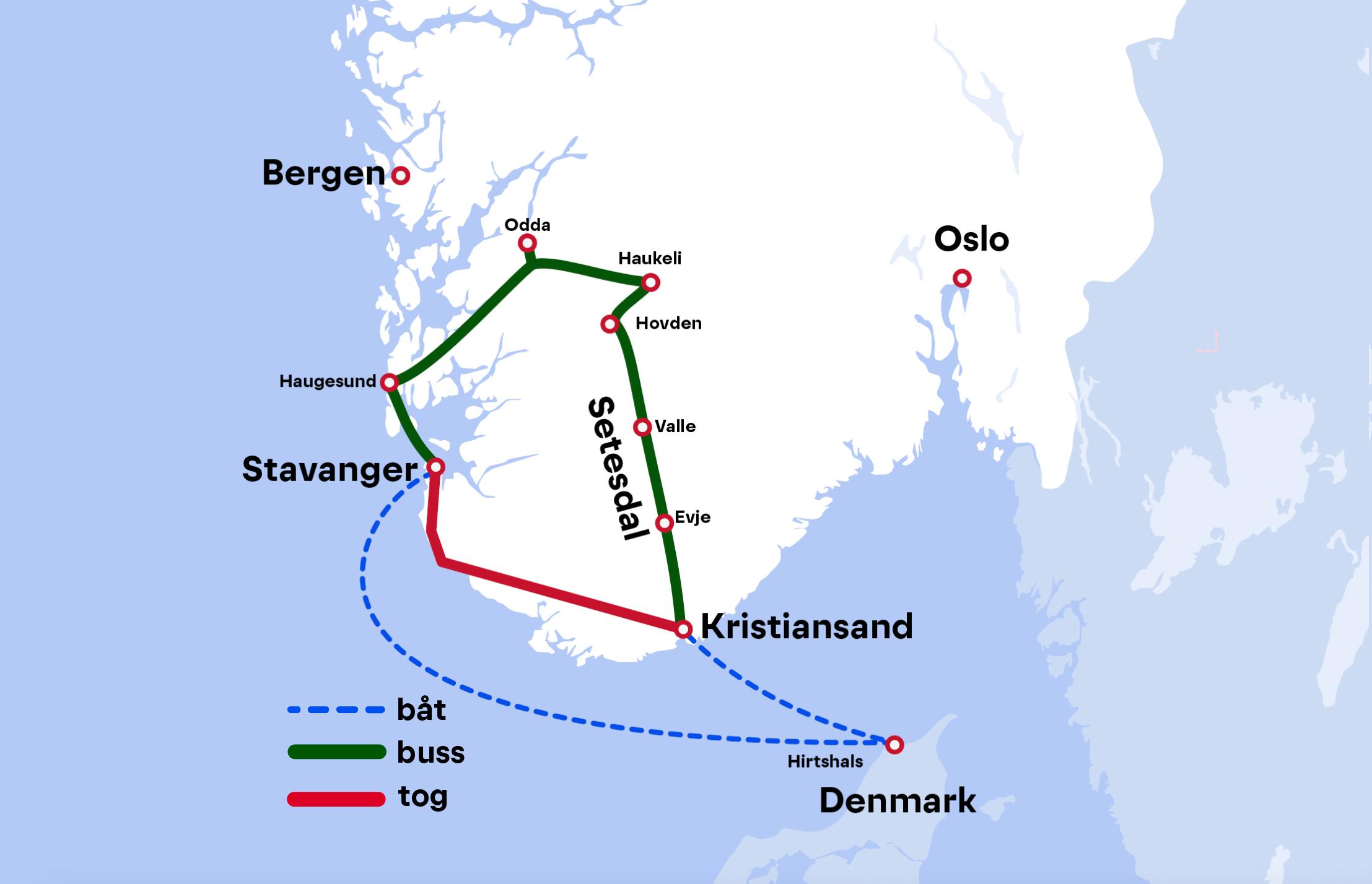 Kart - Kristiansand - Setesdal - Haugesund - Stavanger