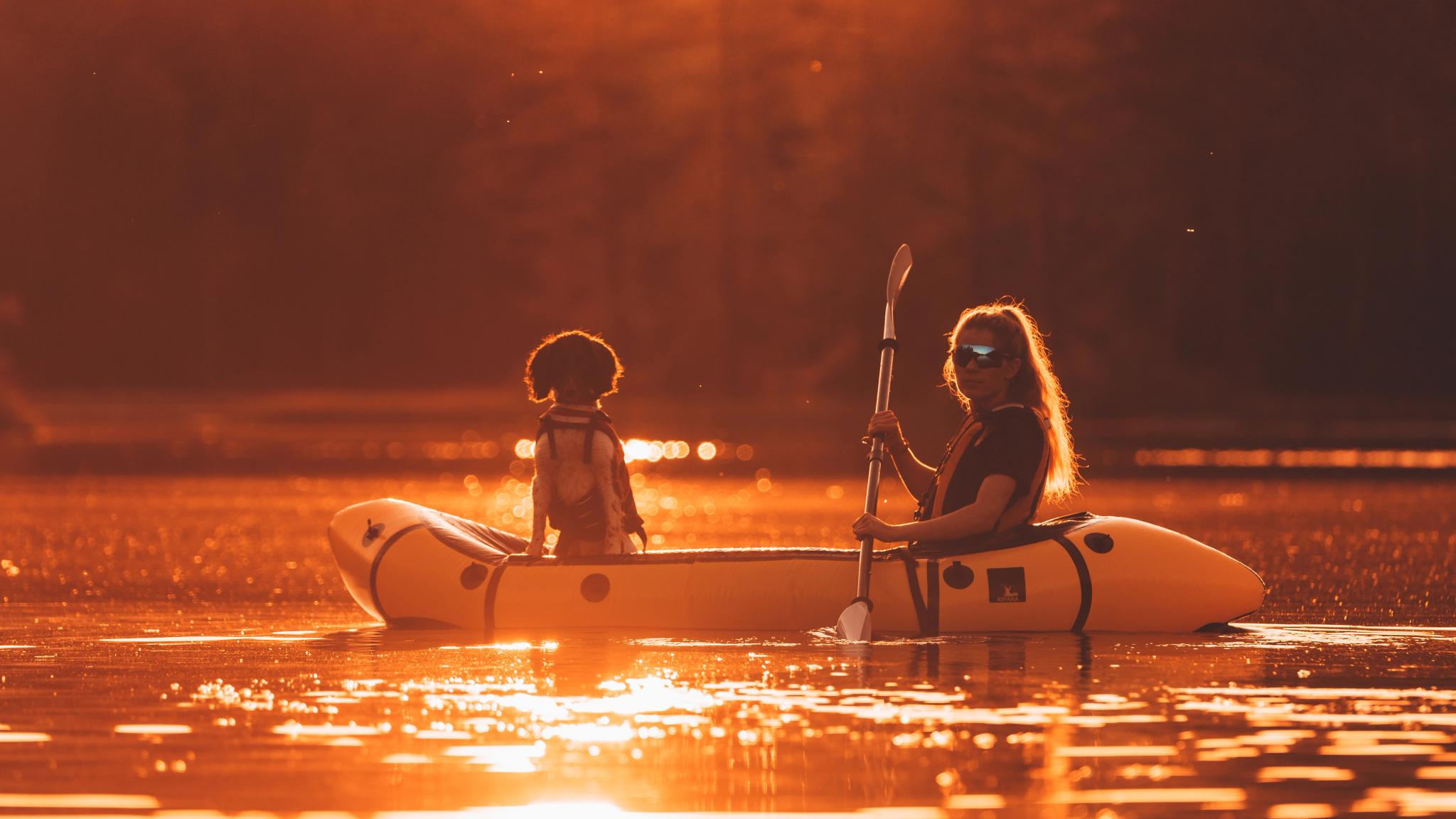 Canoeing with a dog in Majordammen in Drammen, Eastern Norway