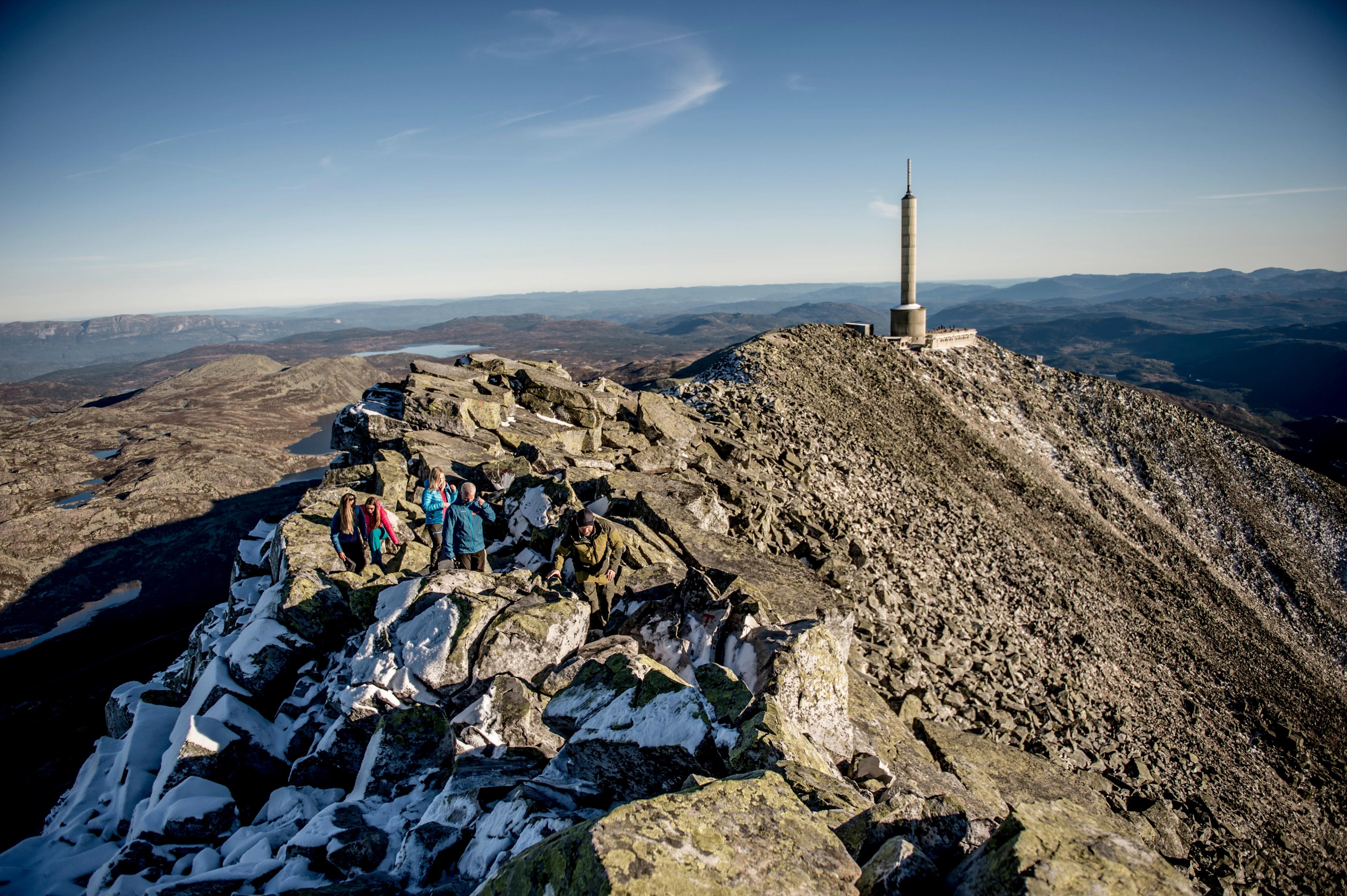 The rocky peak of the Gaustatoppen mountain, 1883 masl. in Telemark, Eastern Norway