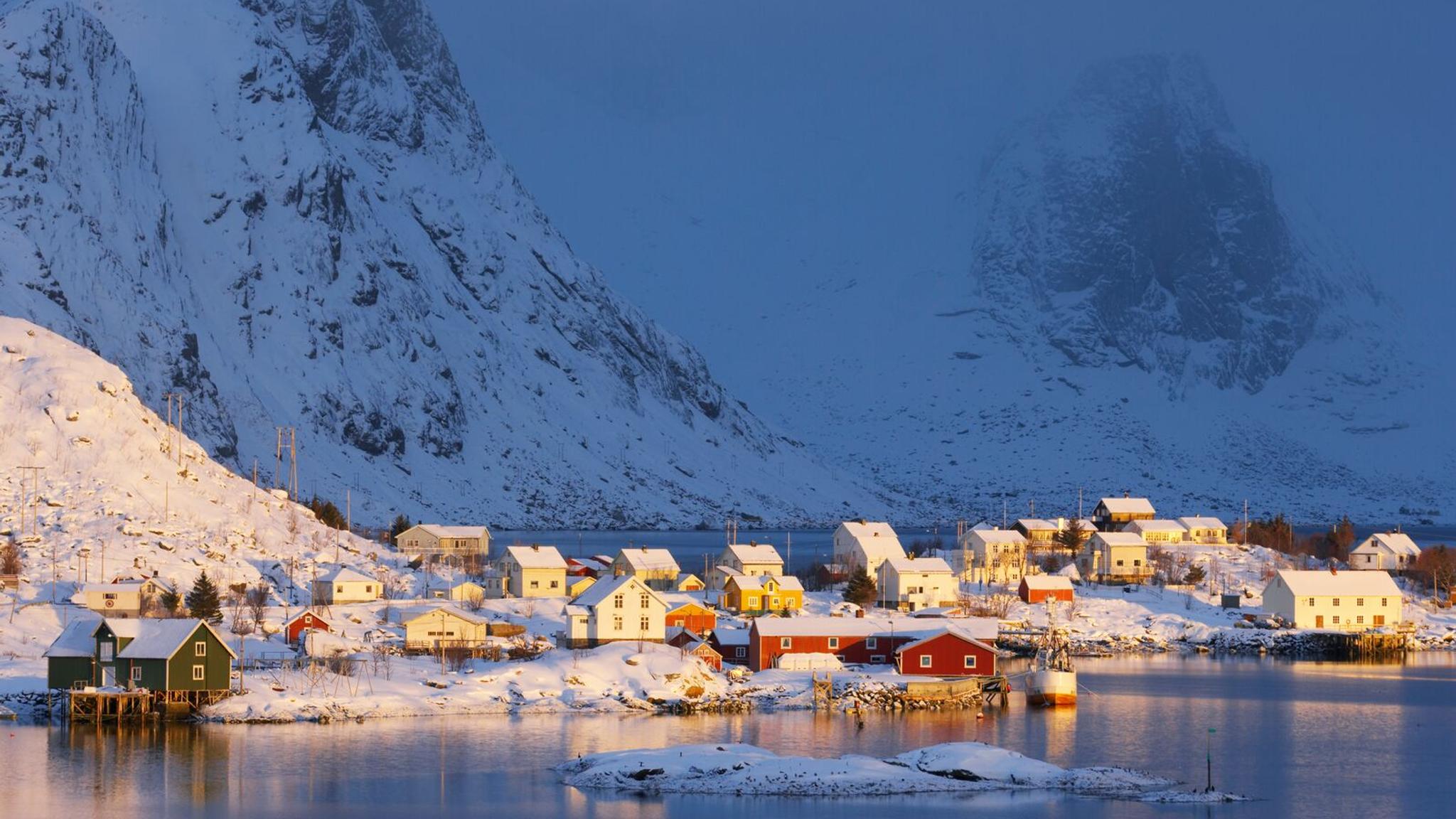 The fishing village of Reine in winter, Northern Norway