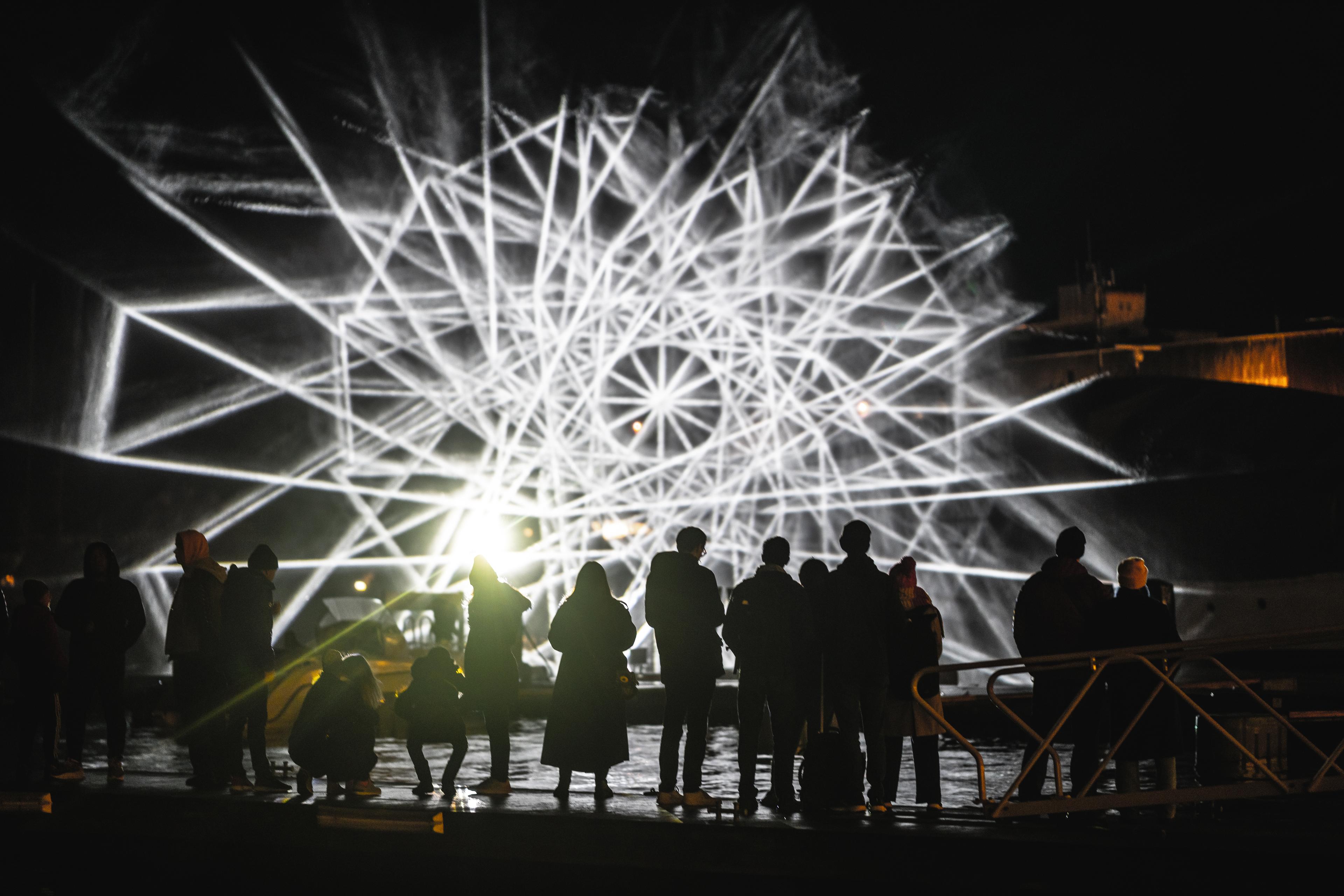 A big installation of light art at FjordOslo light art festival in 2022