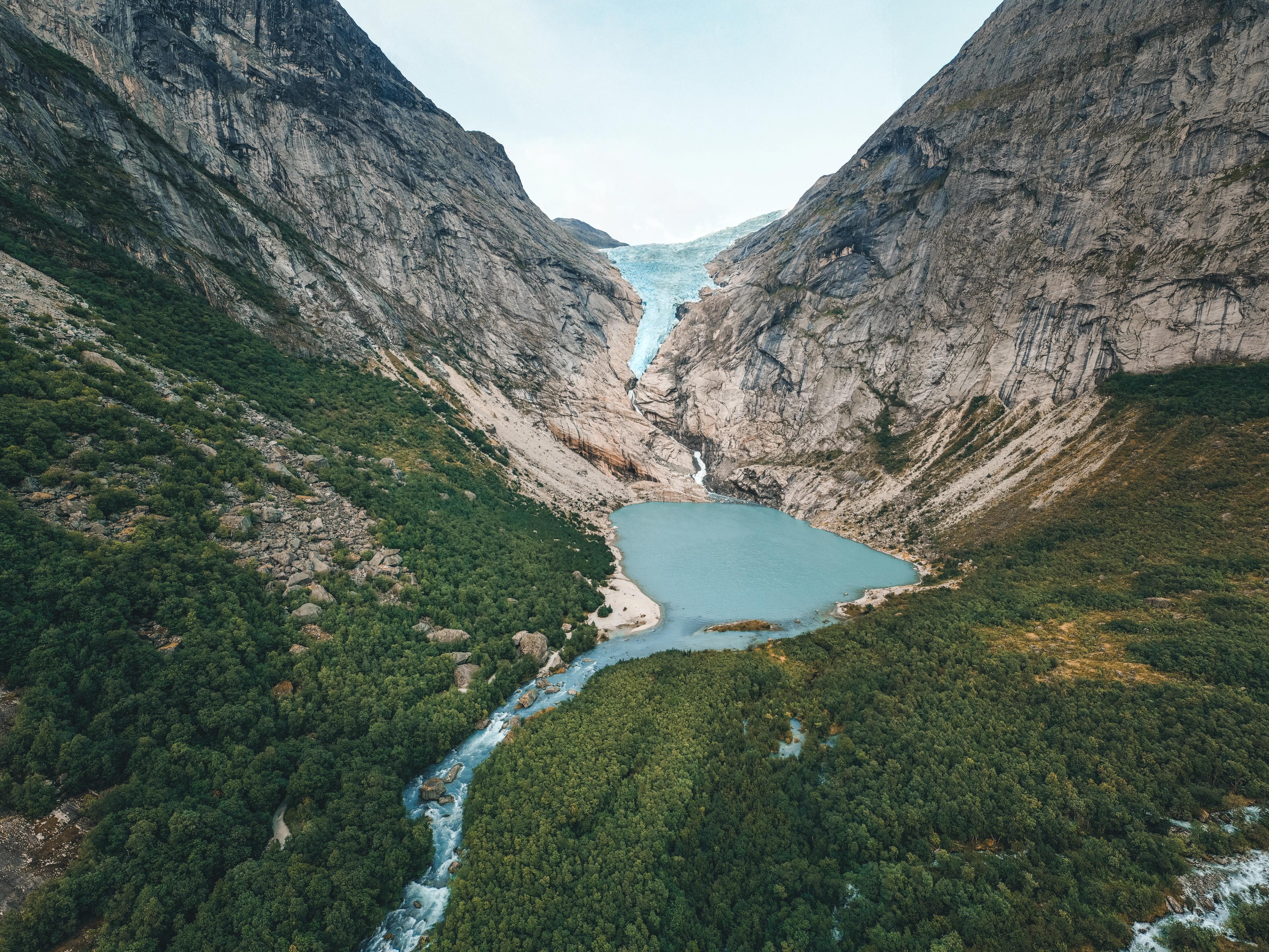 Briksdalsbreen glacier in Nordfjord, Fjord Norway