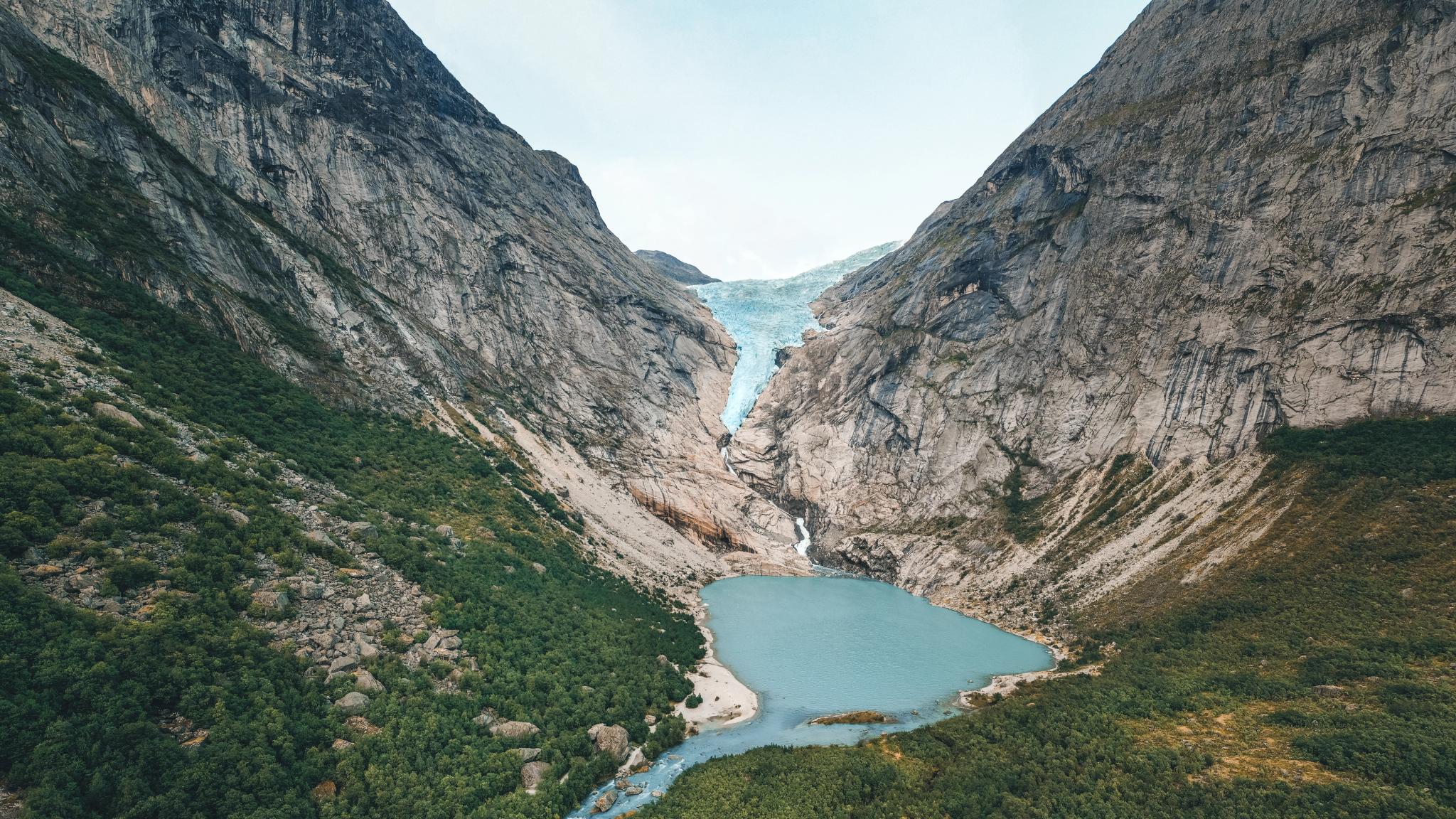 Briksdalsbreen glacier in Nordfjord, Fjord Norway