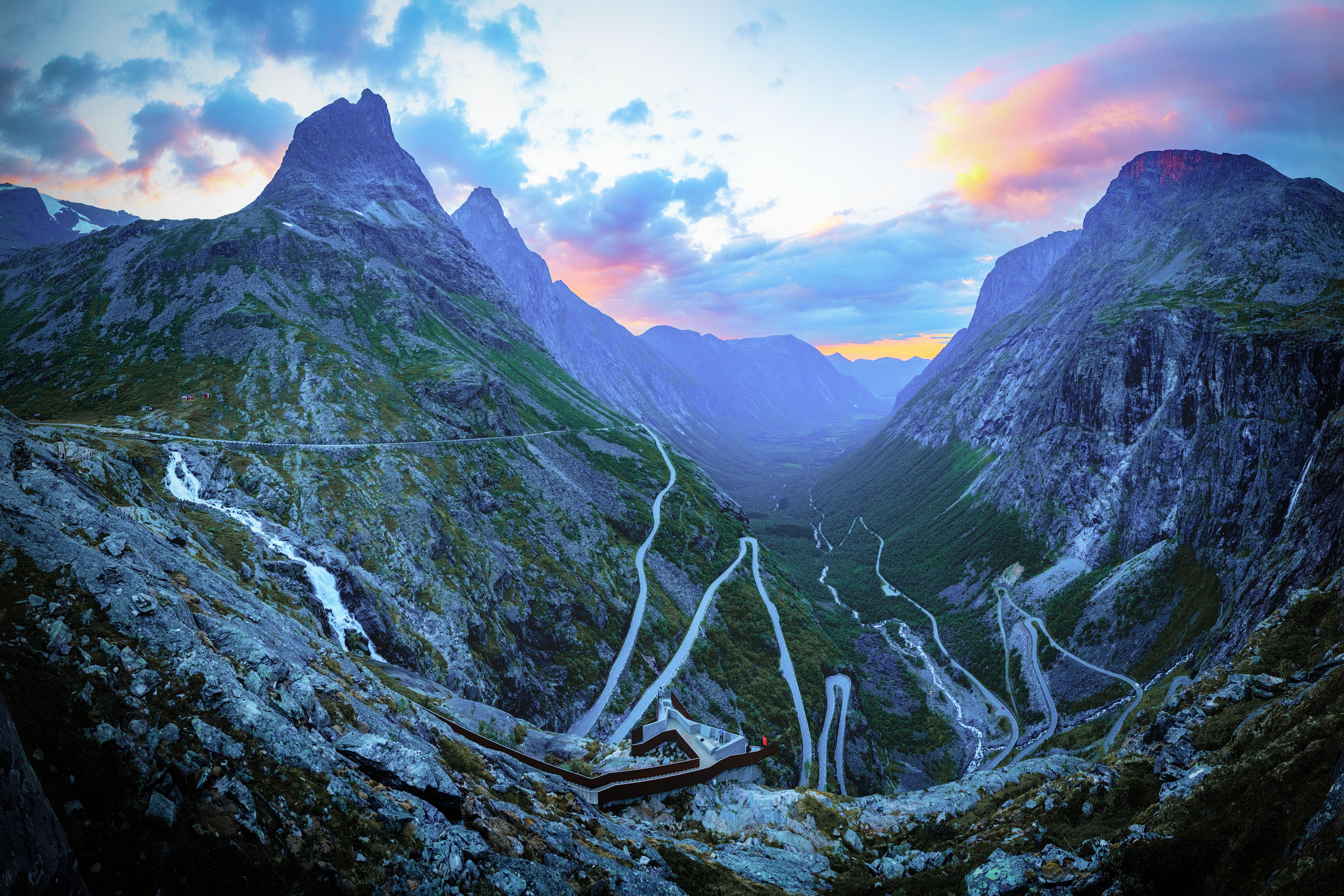 The trollstigen road in the evening