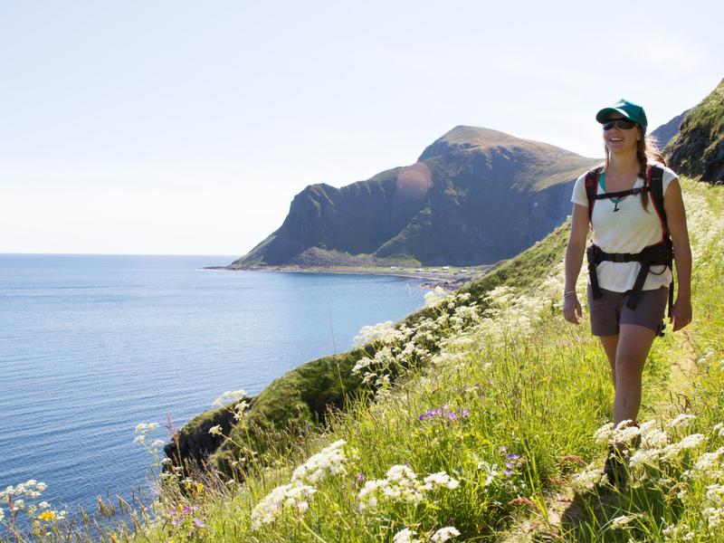 Woman hiking in Northern Norway