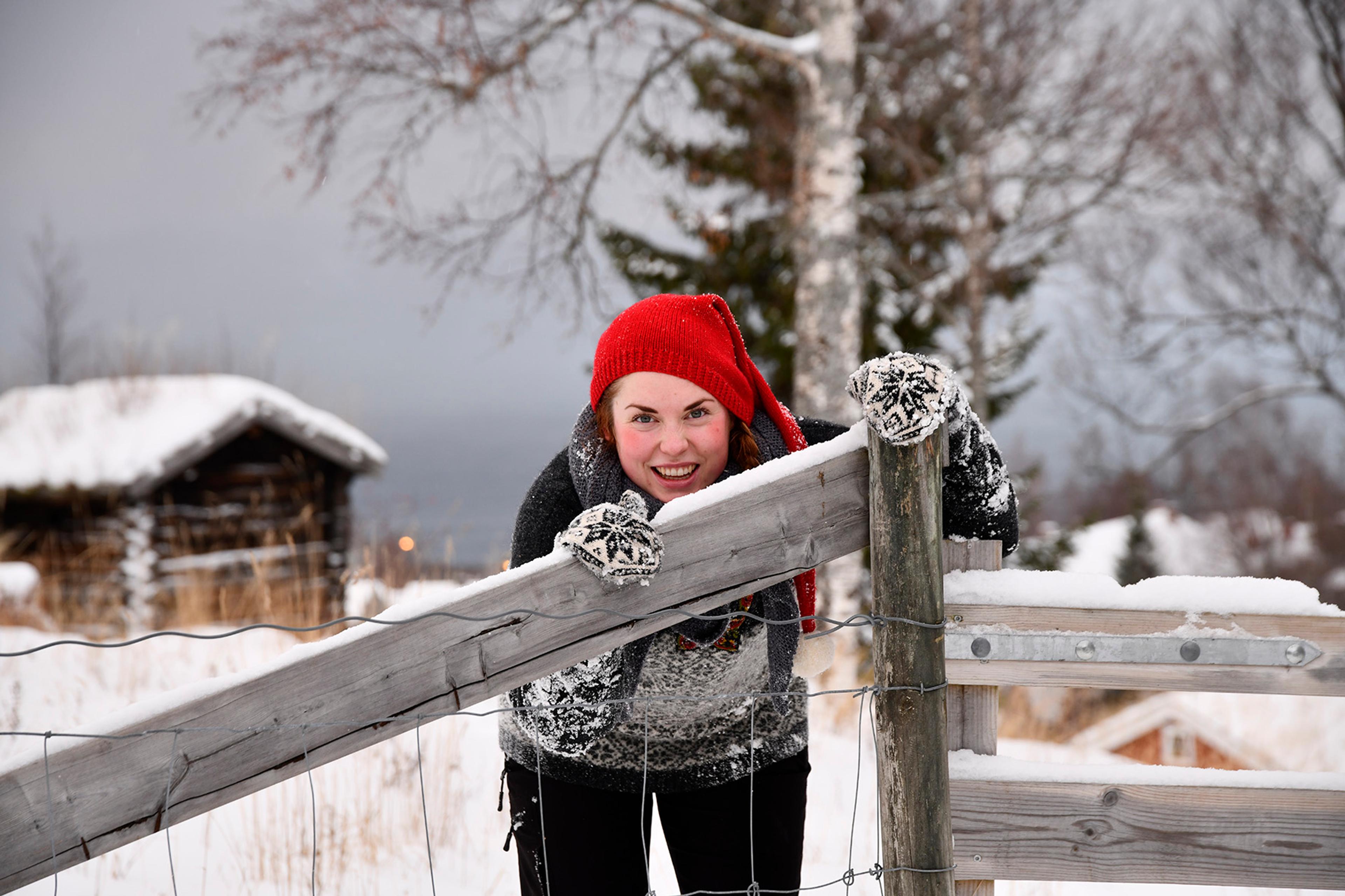 A santa at the open-air museum Sverresborg in Christmas, Trondheim, Trøndelag, Norway.