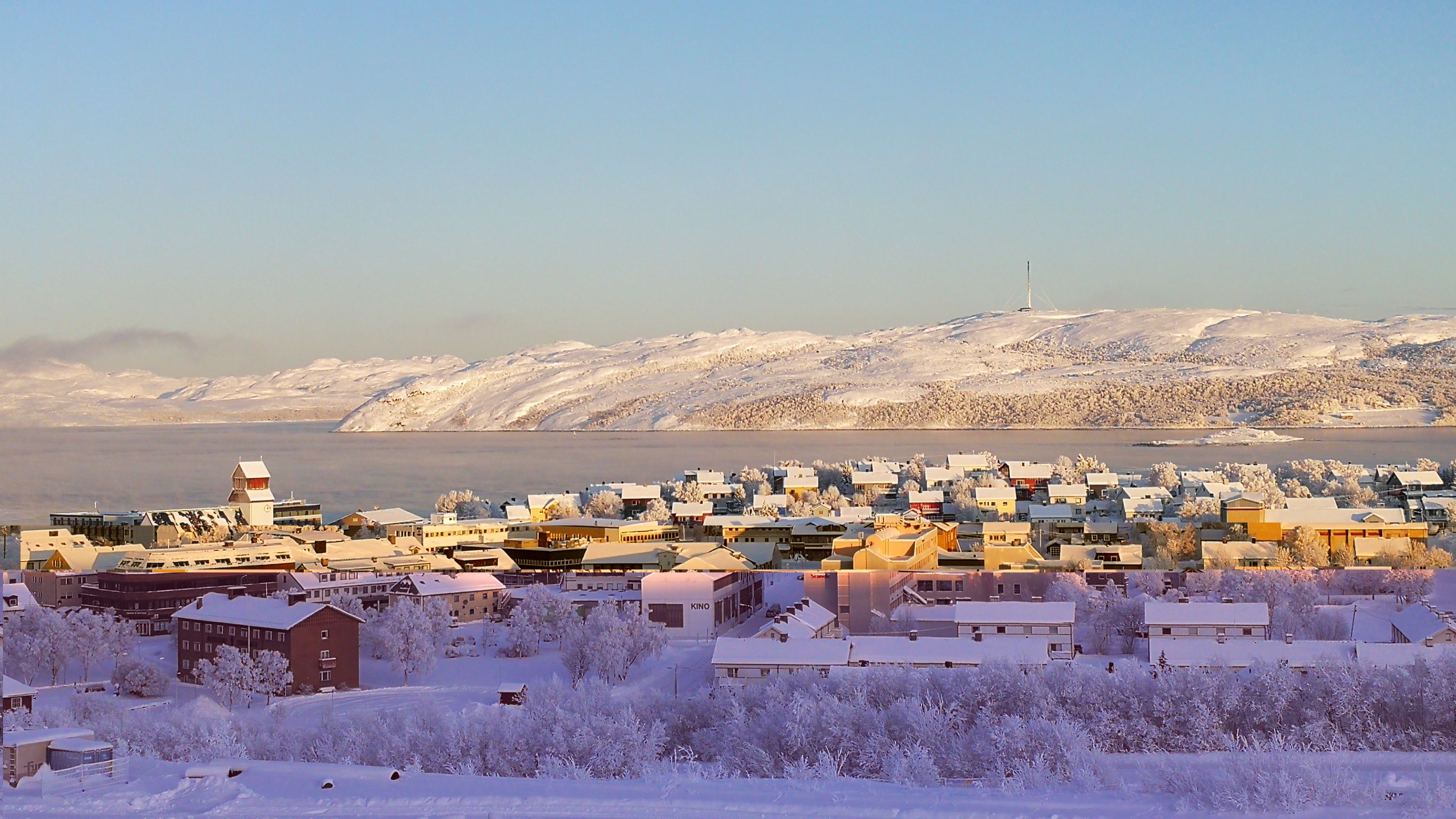 Kirkenes in Northern Norway covered in snow