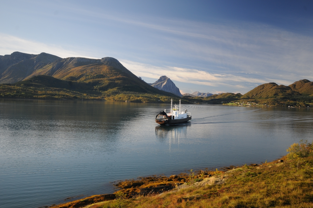 A ferry along Kystriksveien in Norway.