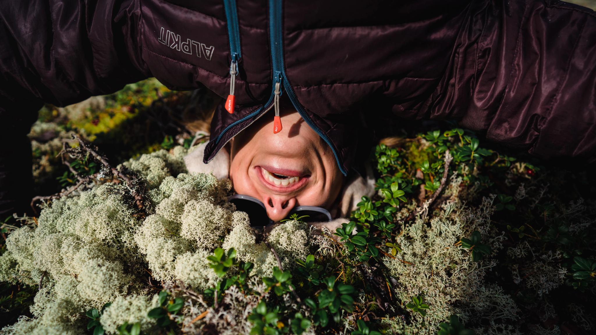 Woman having fun in the forest