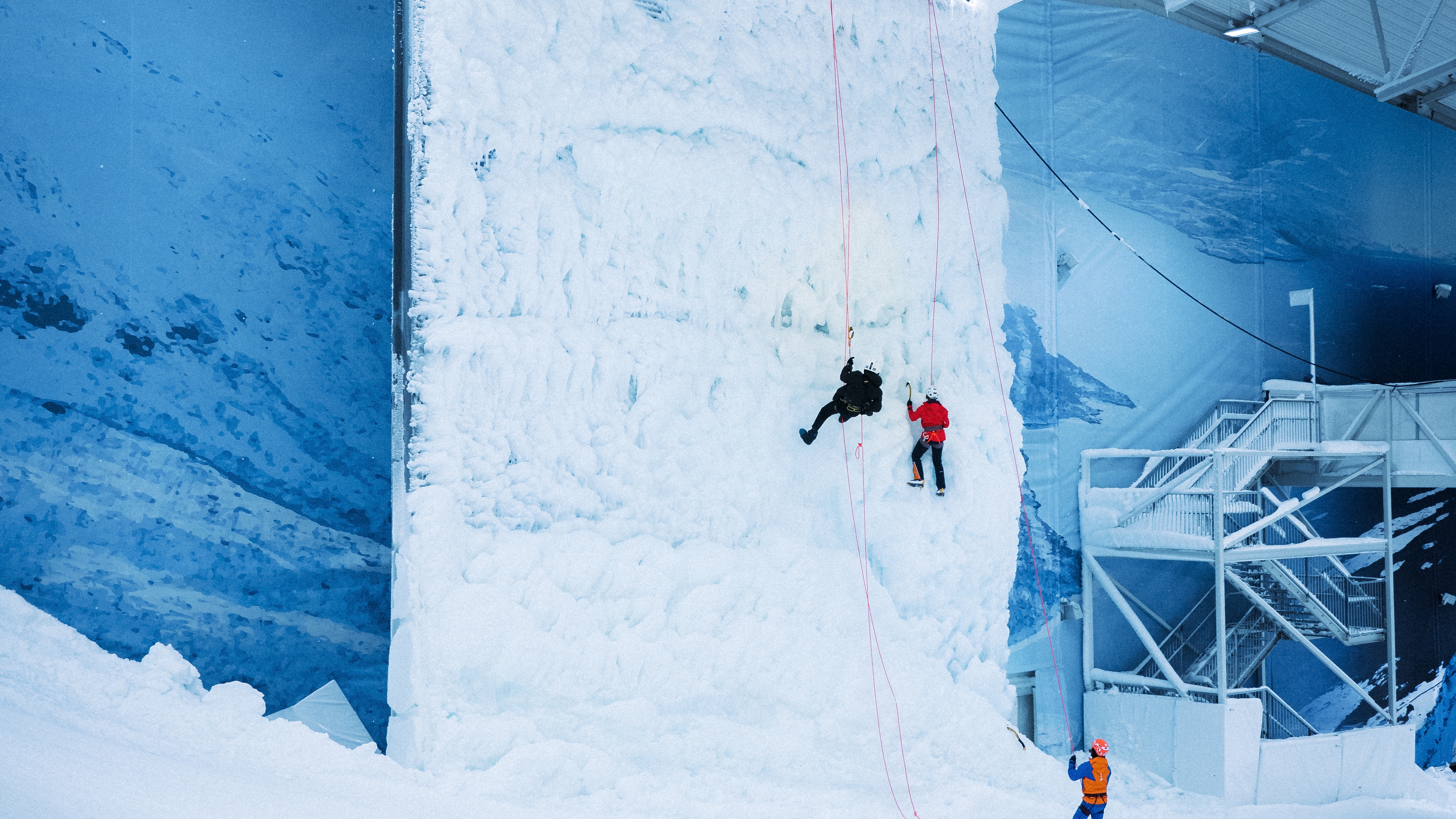 Ice climbing at SNØ, Lørenskog, Eastern Norway