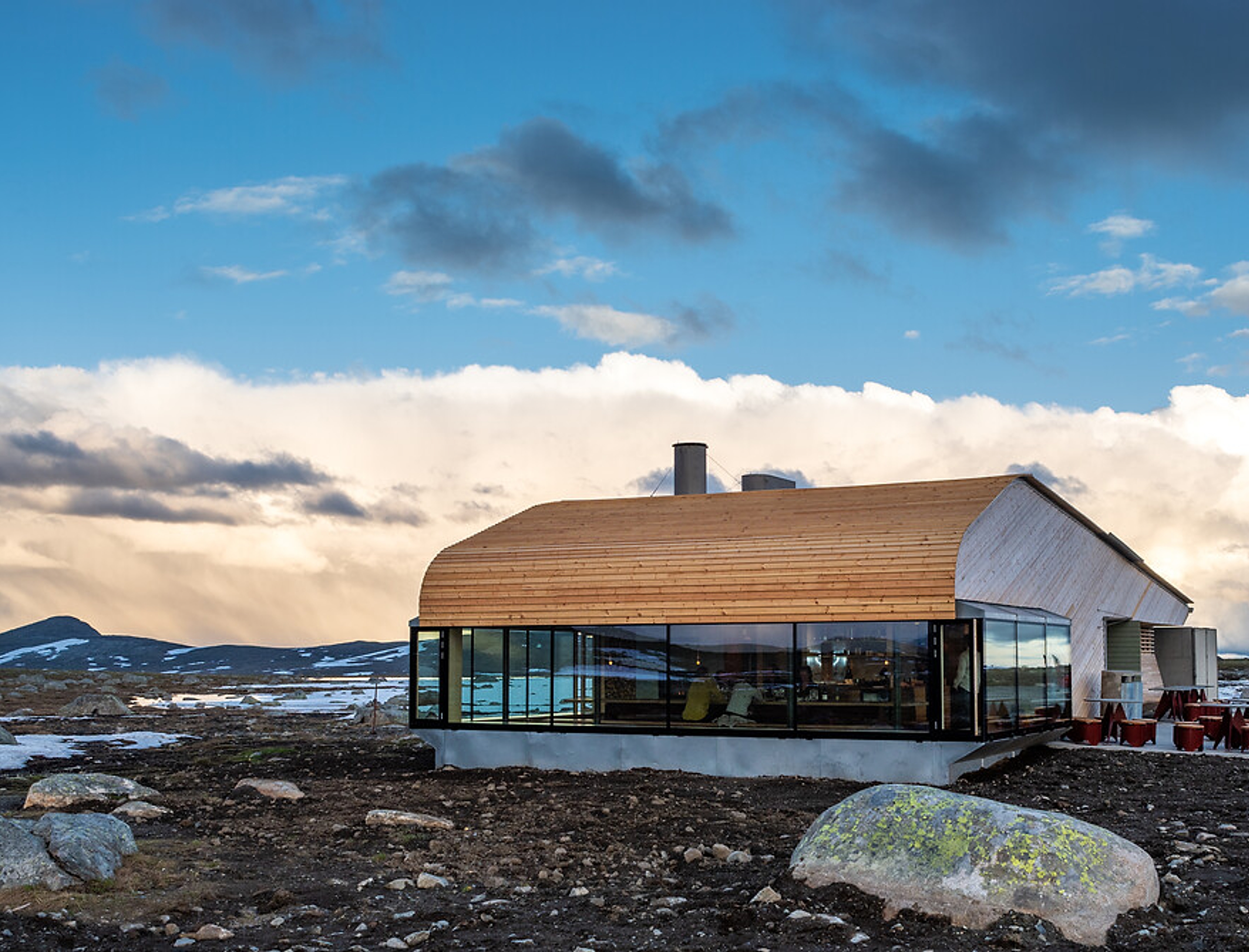 Flye 1389 along Valdresflye Norwegian scenic routes in Jotunheimen mountains