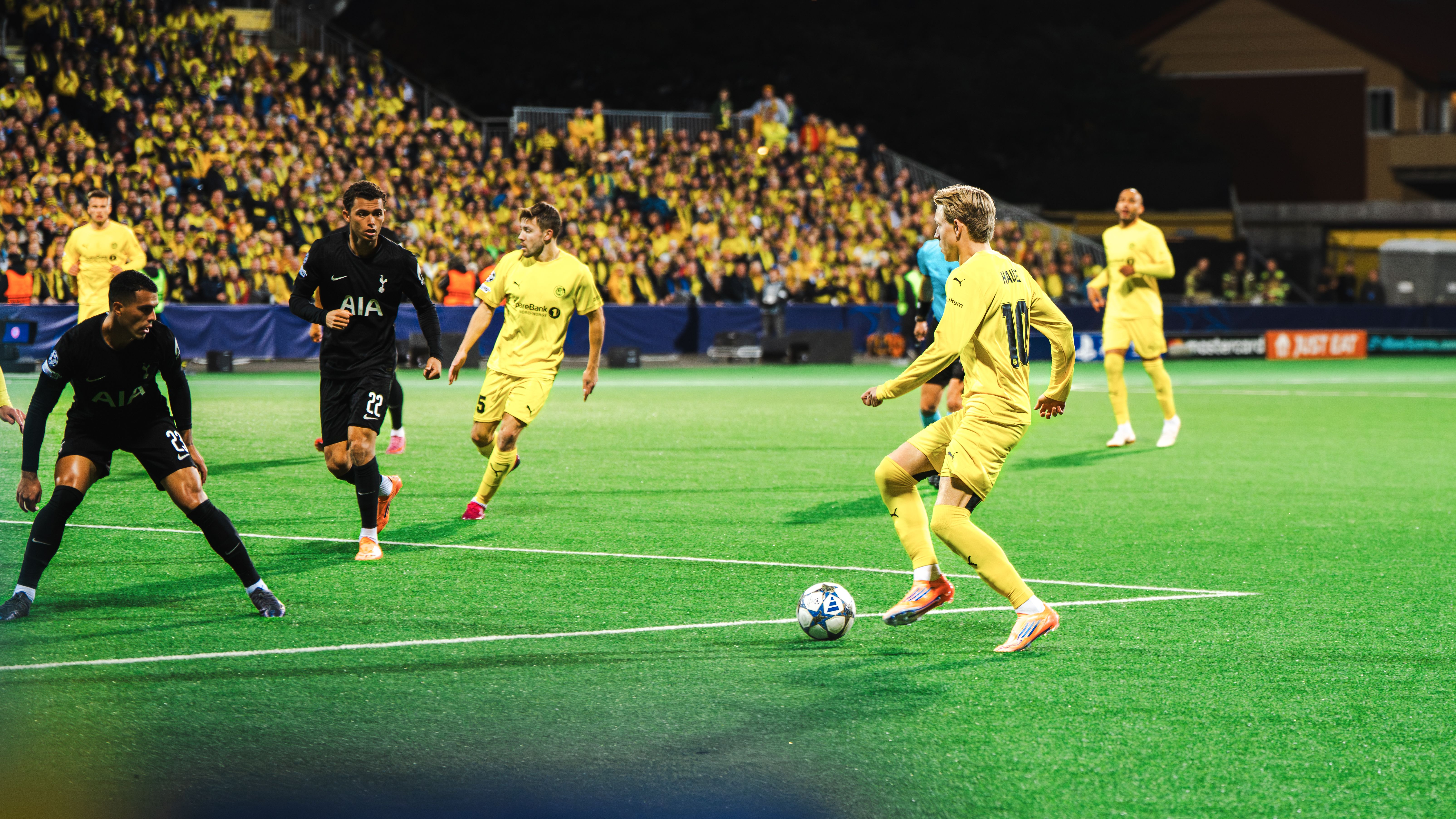 Bodø/Glimt and Tottenham playing at Aspmyra in Bodø, Northern Norway