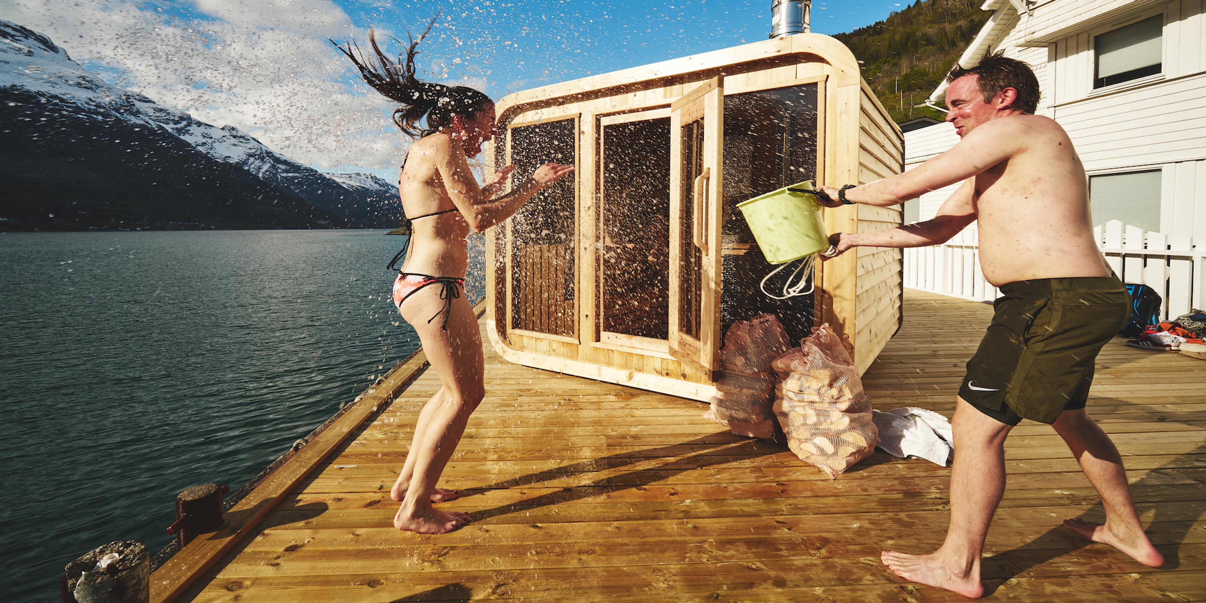 The sauna Heit Sørfjorden outside of Lofthus in the Hardangerfjord region in Fjord Norway