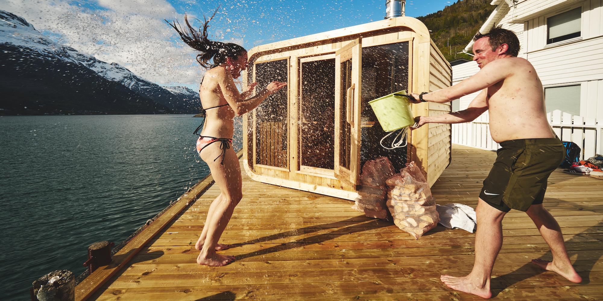 The sauna Heit Sørfjorden outside of Lofthus in the Hardangerfjord region in Fjord Norway