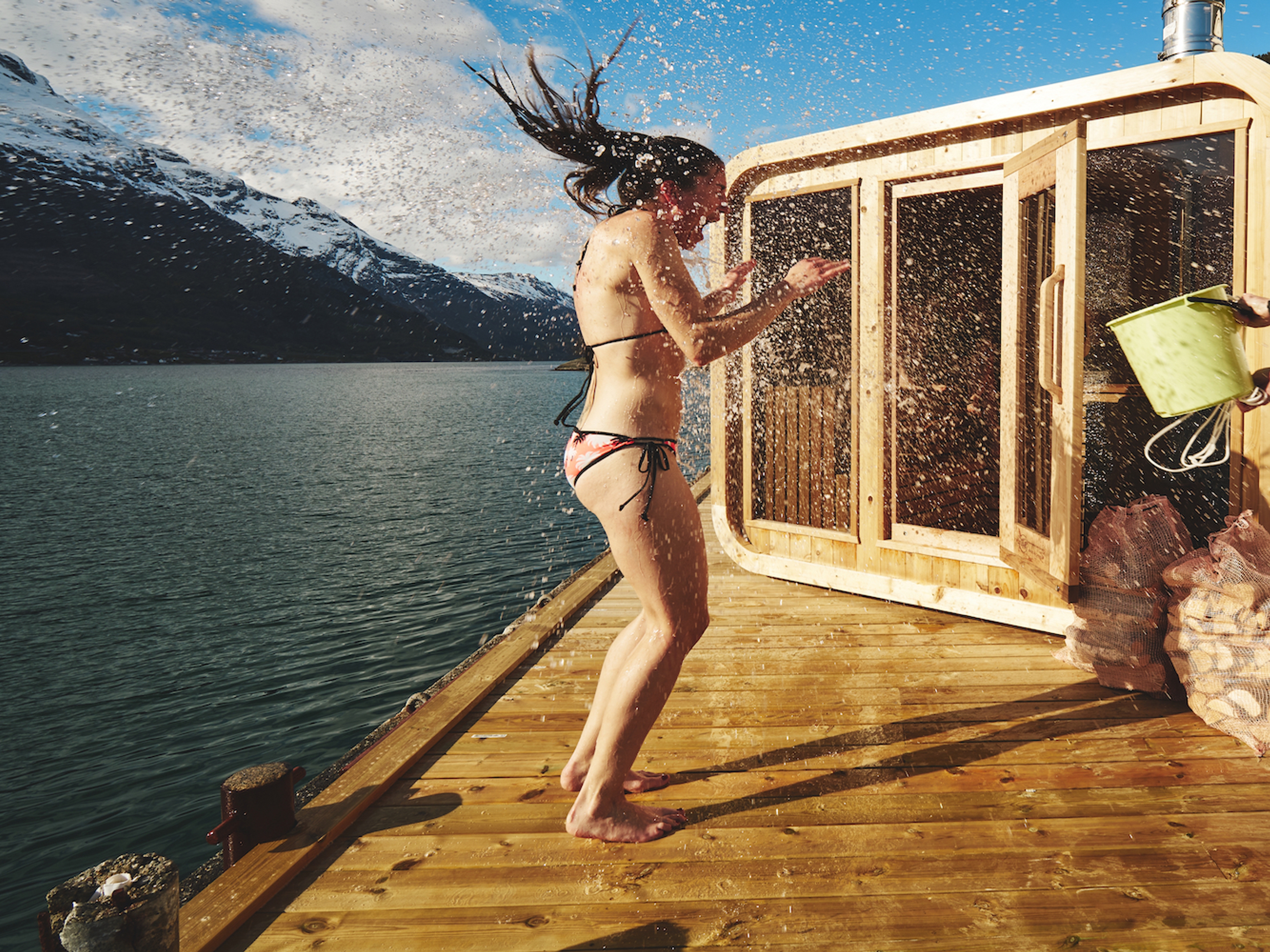 The sauna Heit Sørfjorden outside of Lofthus in the Hardangerfjord region in Fjord Norway