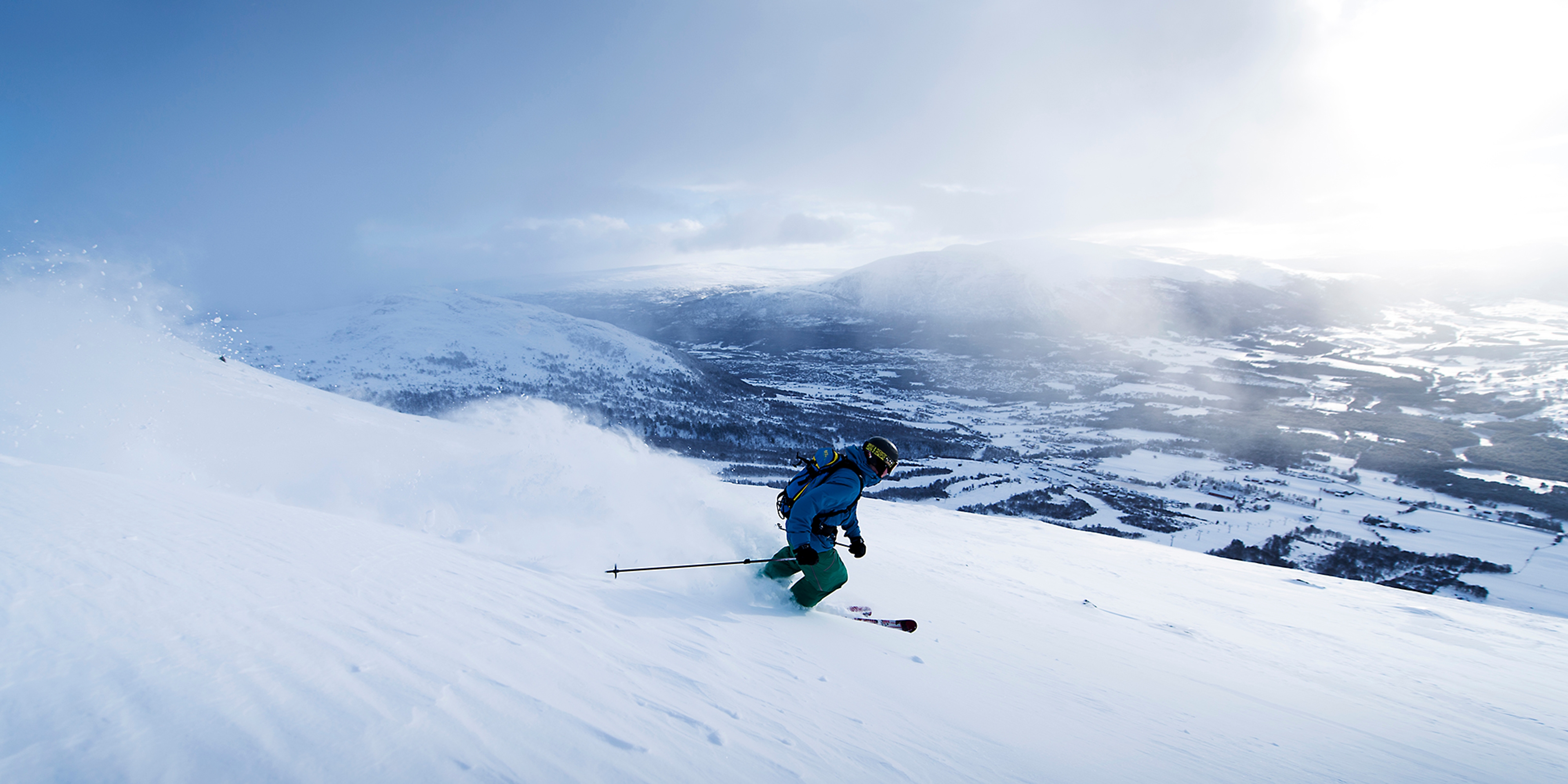 Alpine skier in Oppdal ski centre, Trøndelag, Norway
