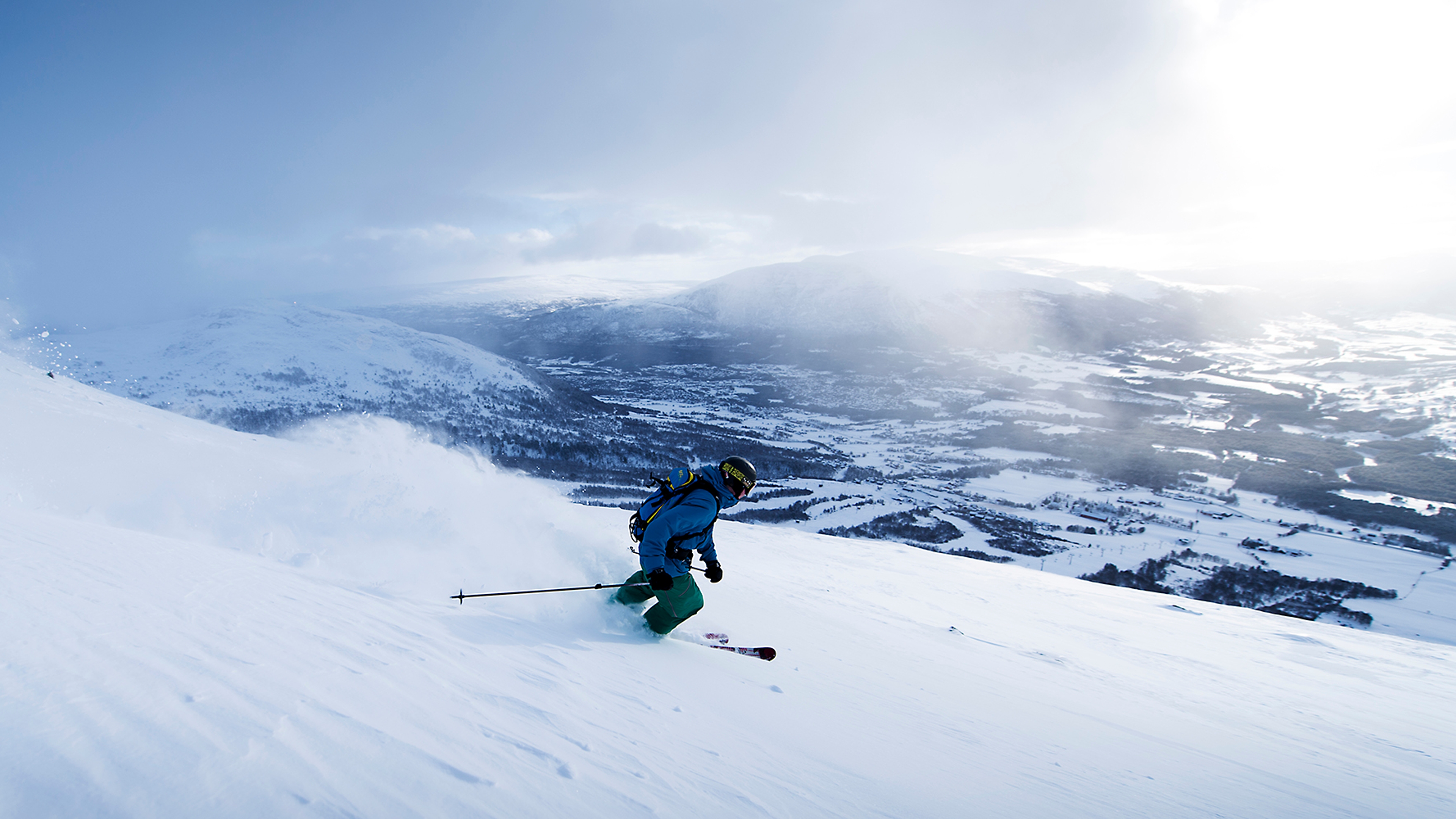 Alpine skier in Oppdal ski centre, Trøndelag, Norway