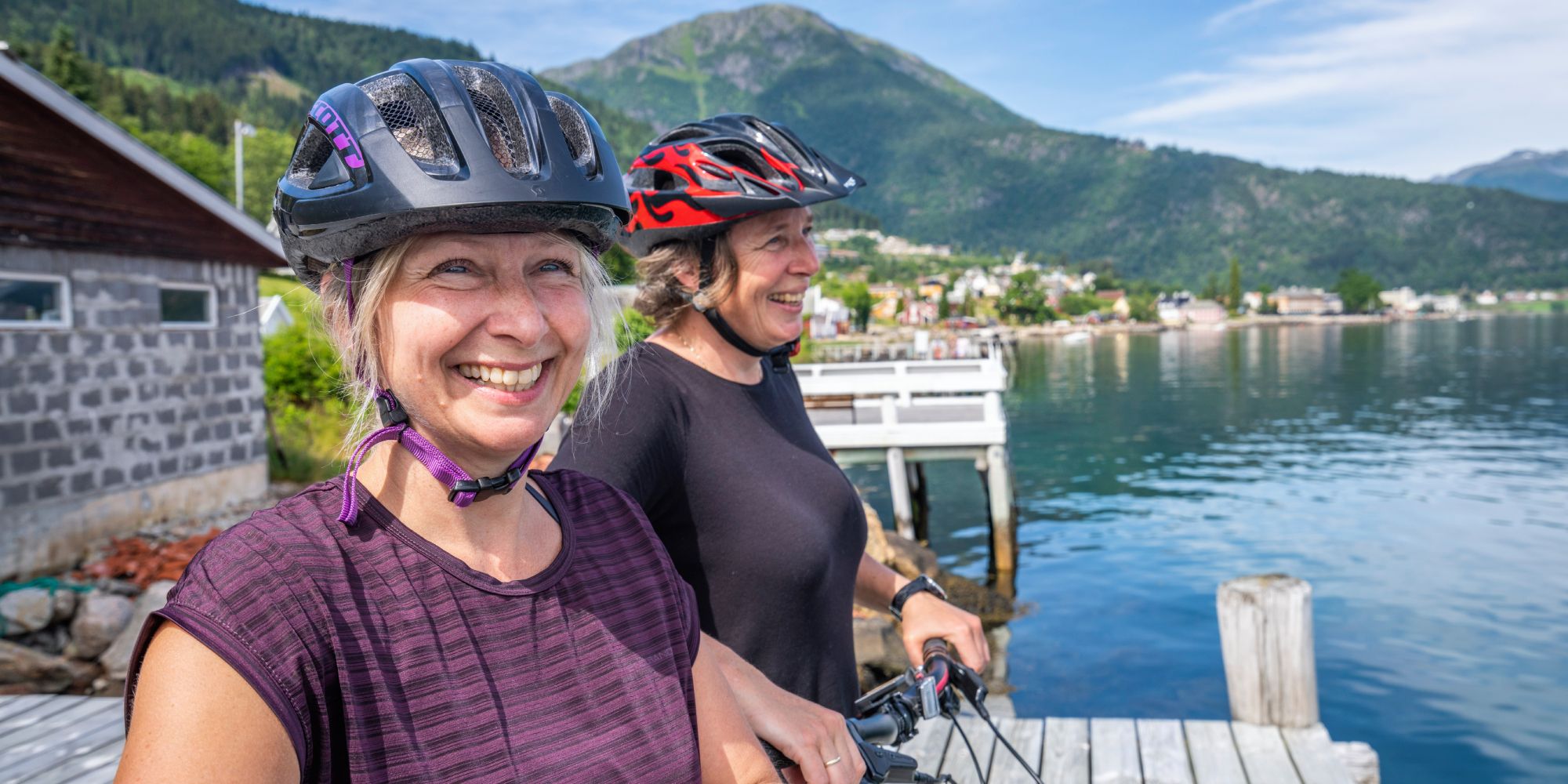 Women cyclists in Fjord Norway.