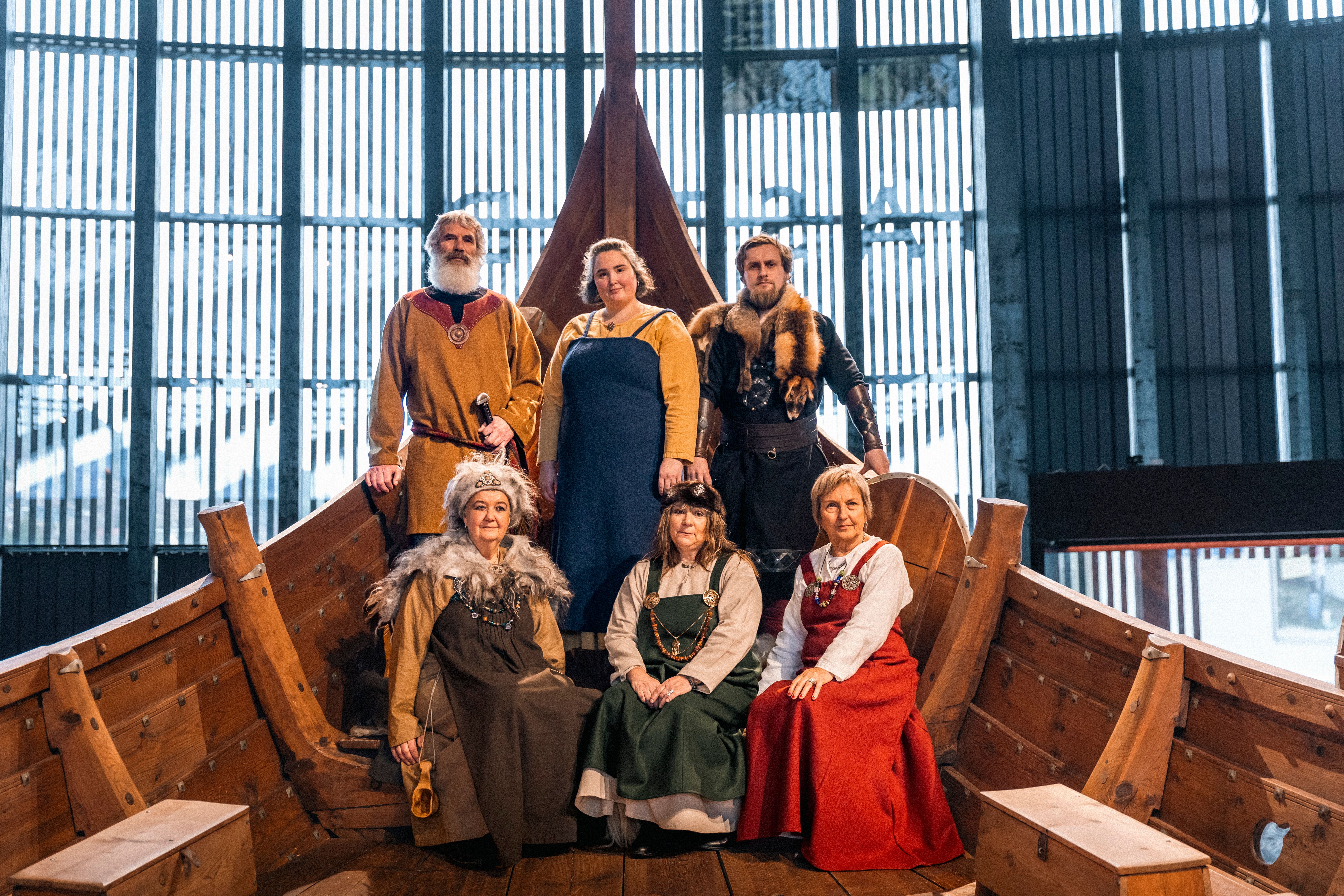 Viking entusiasts at the Myklebust ship at Sagastad.