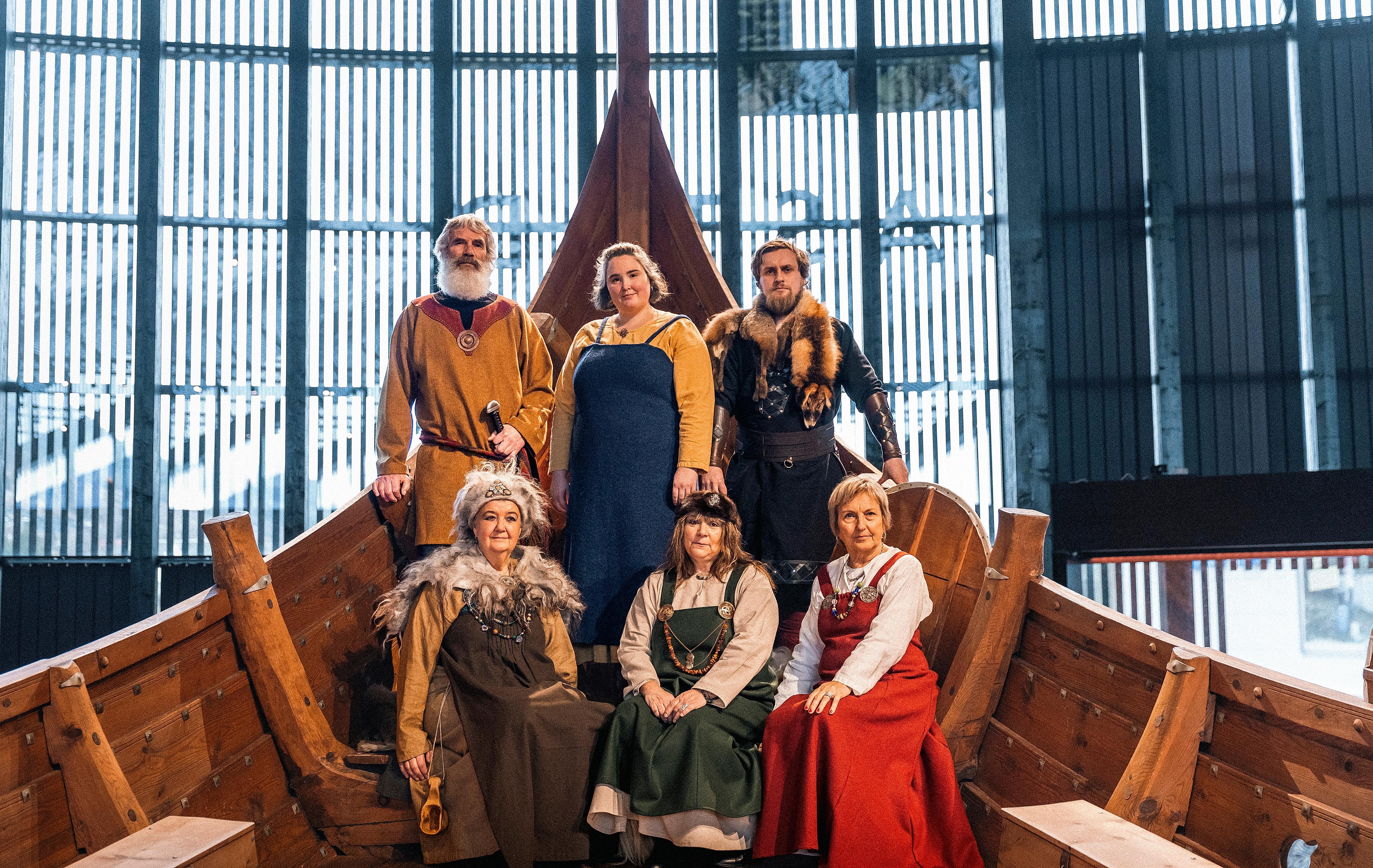Viking entusiasts at the Myklebust ship at Sagastad.
