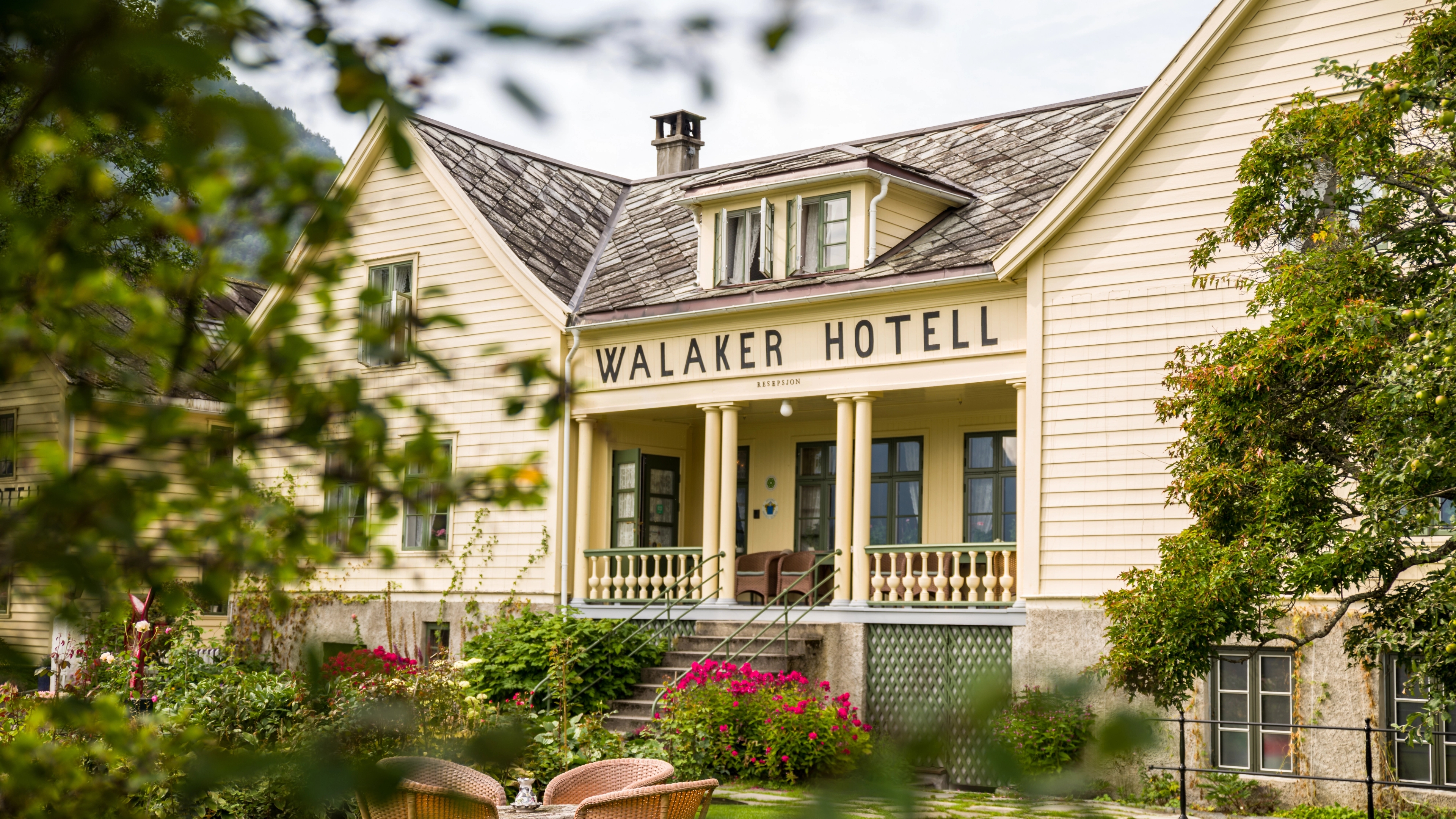 The historical Walaker Hotell in Solvorn by the Sognefjord in Fjord Norway