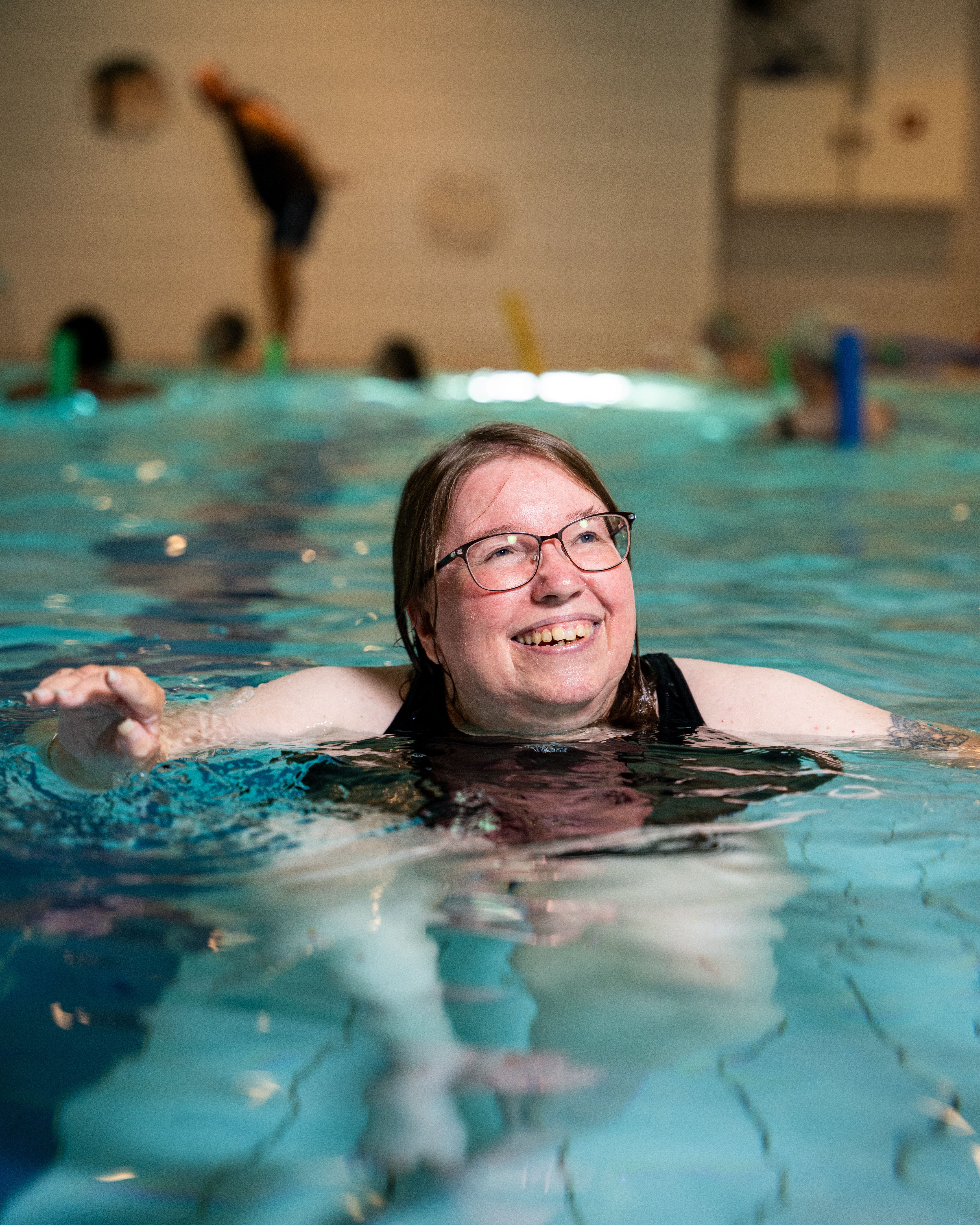 Woman swimming in Skien Fritidspark, Telemark