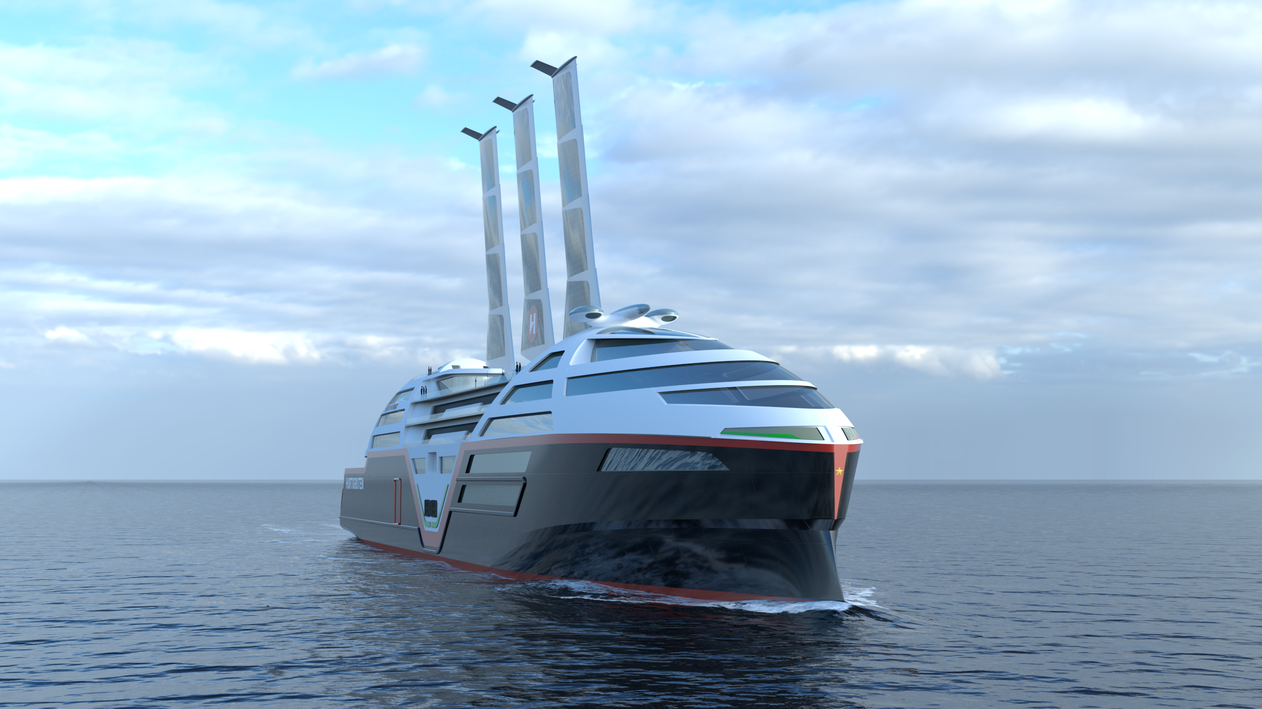 Hurtigruten SeaZero Concept Visualisation, Sails fully extended