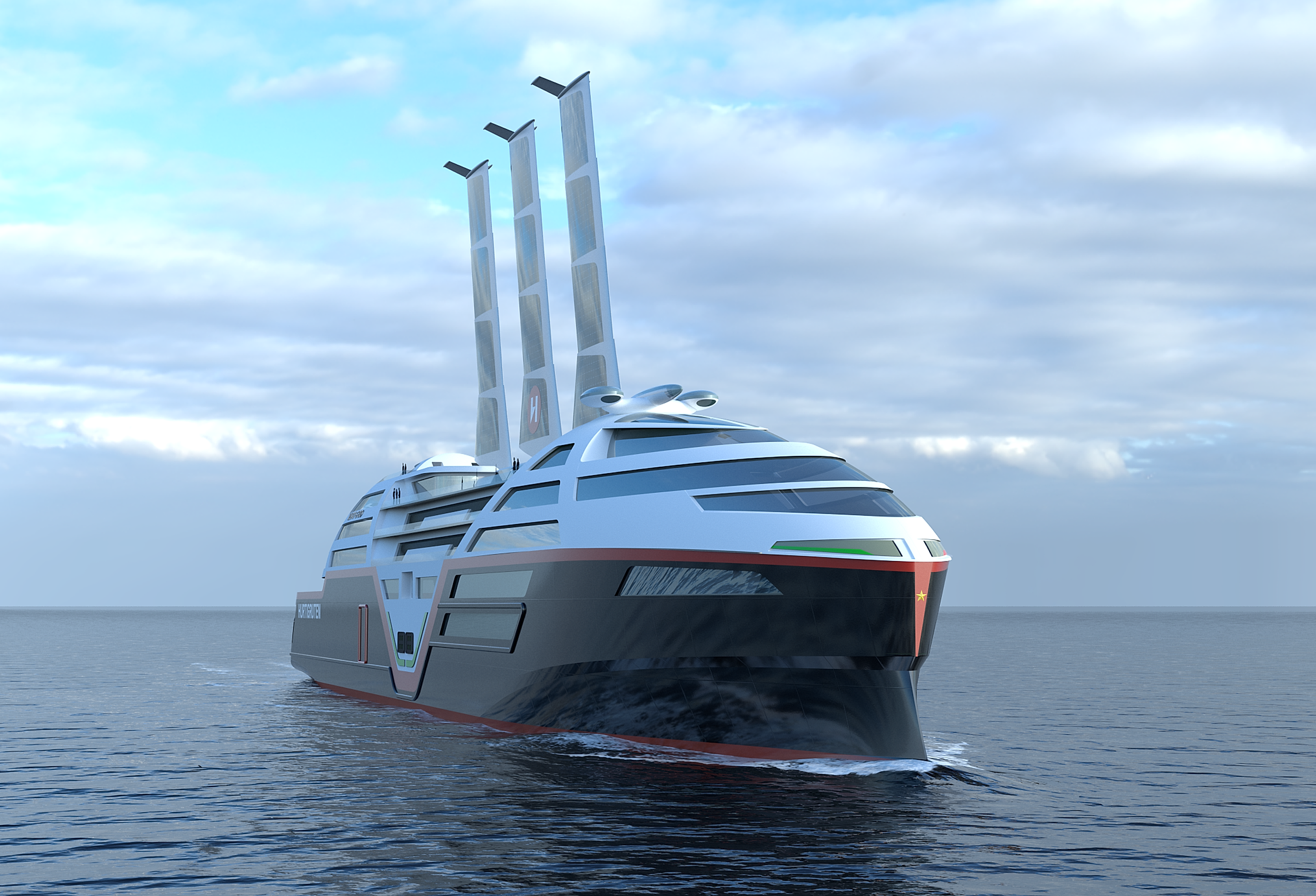 Hurtigruten SeaZero Concept Visualisation, Sails fully extended
