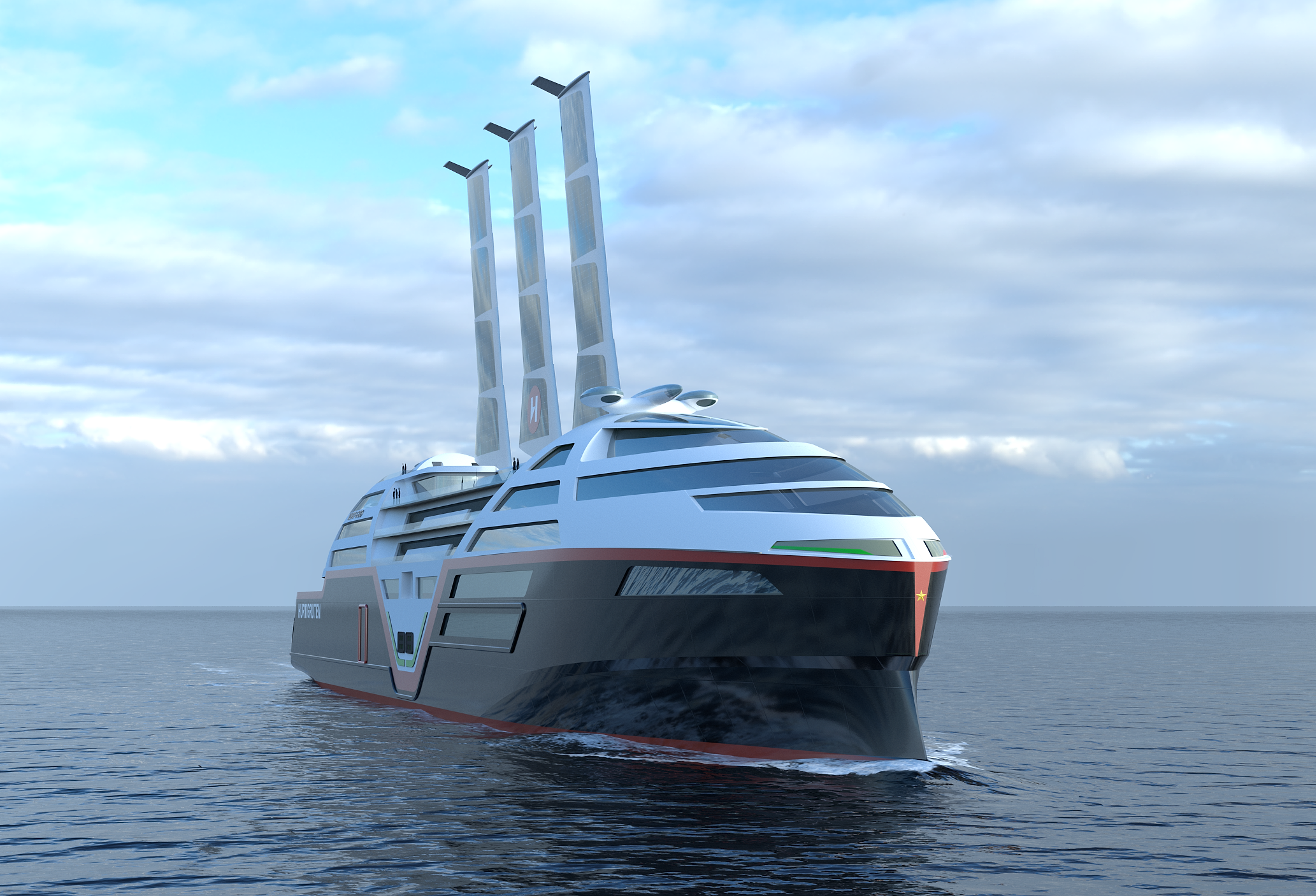 Hurtigruten SeaZero Concept Visualisation, Sails fully extended