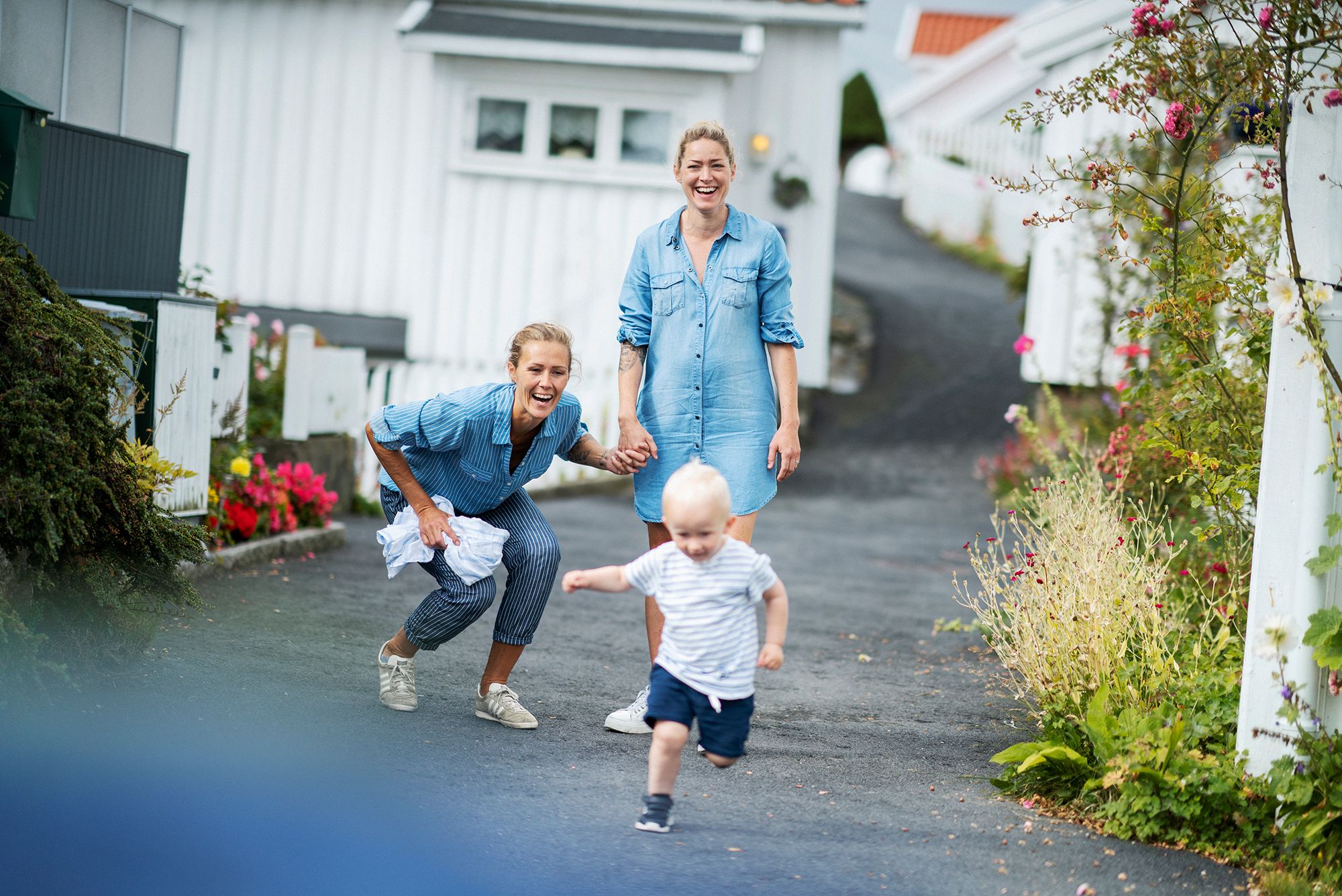 Family playing in the neighbourhood