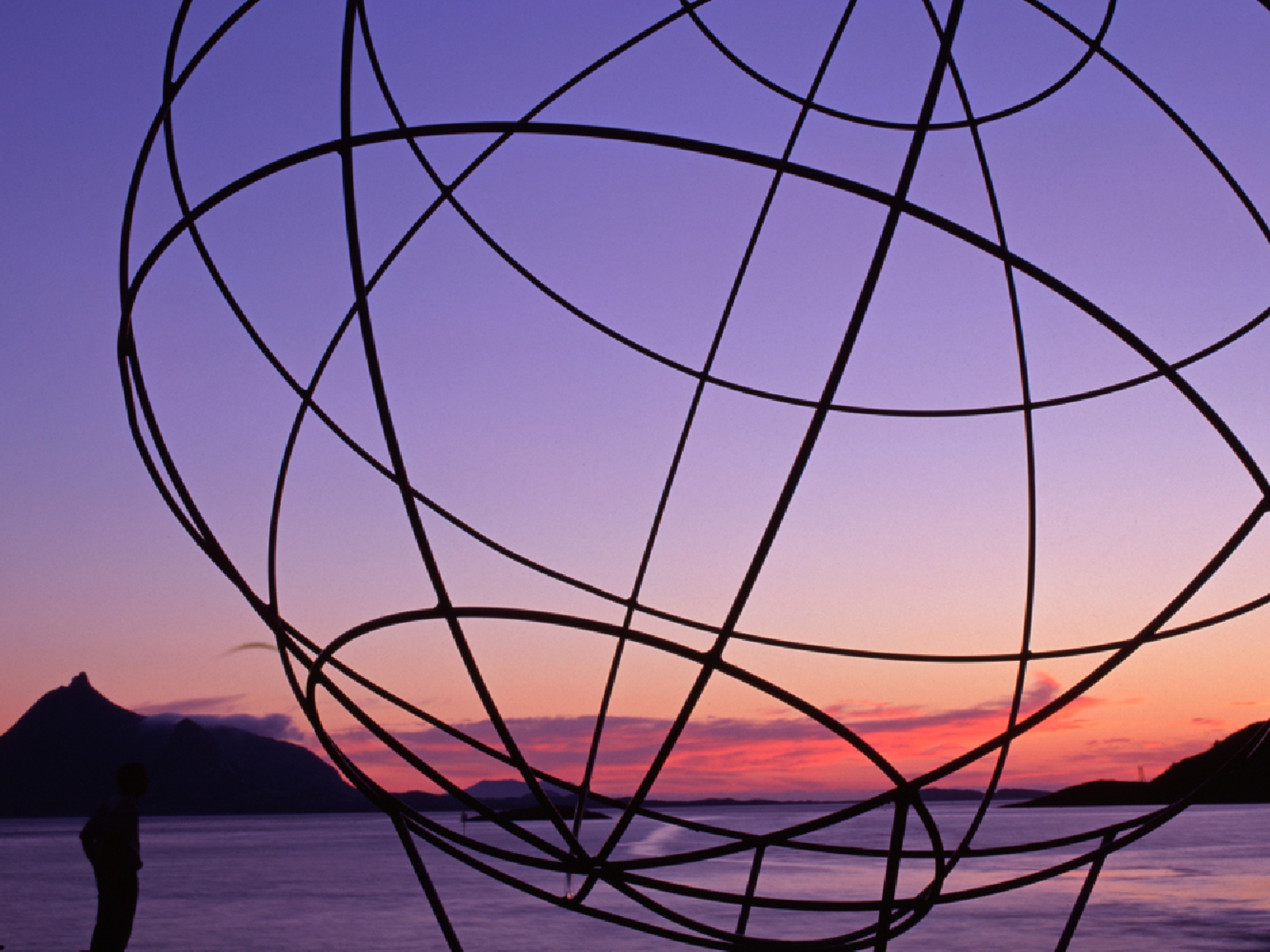 The globe marking the Arctic Circle in Tonnes at Rødøy, Norway.