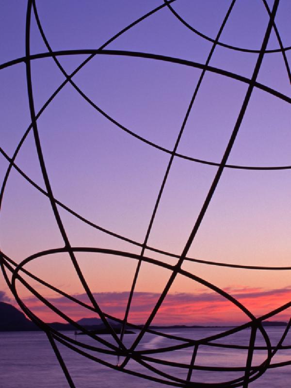 The globe marking the Arctic Circle in Tonnes at Rødøy, Norway.