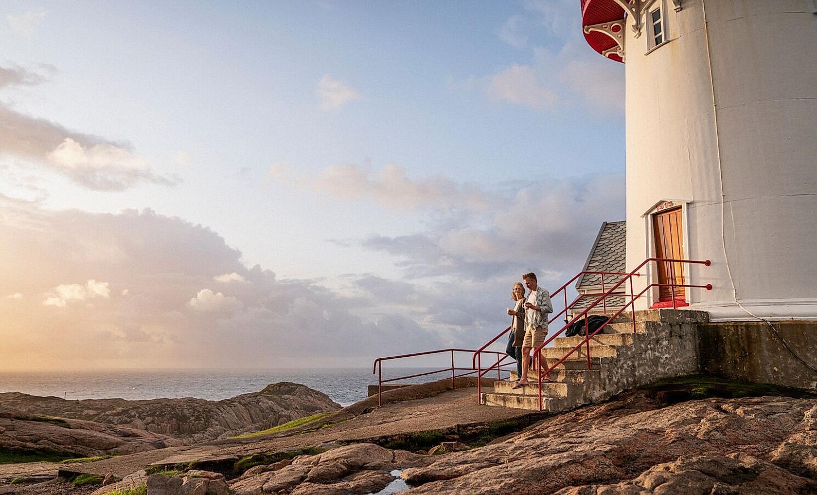 Couple at Lindesnes Lighthouse in Southern Norway