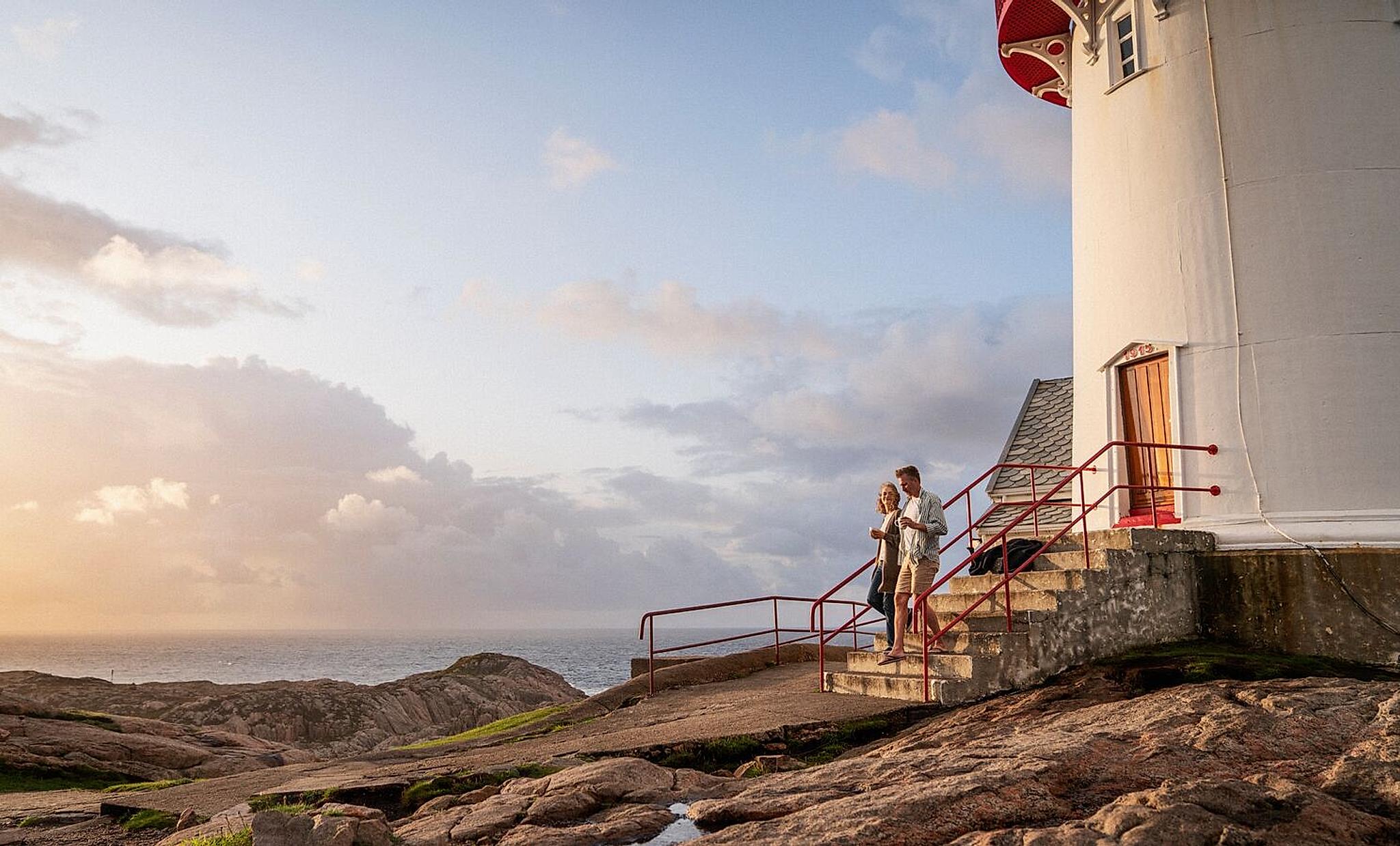Couple at Lindesnes Lighthouse in Southern Norway