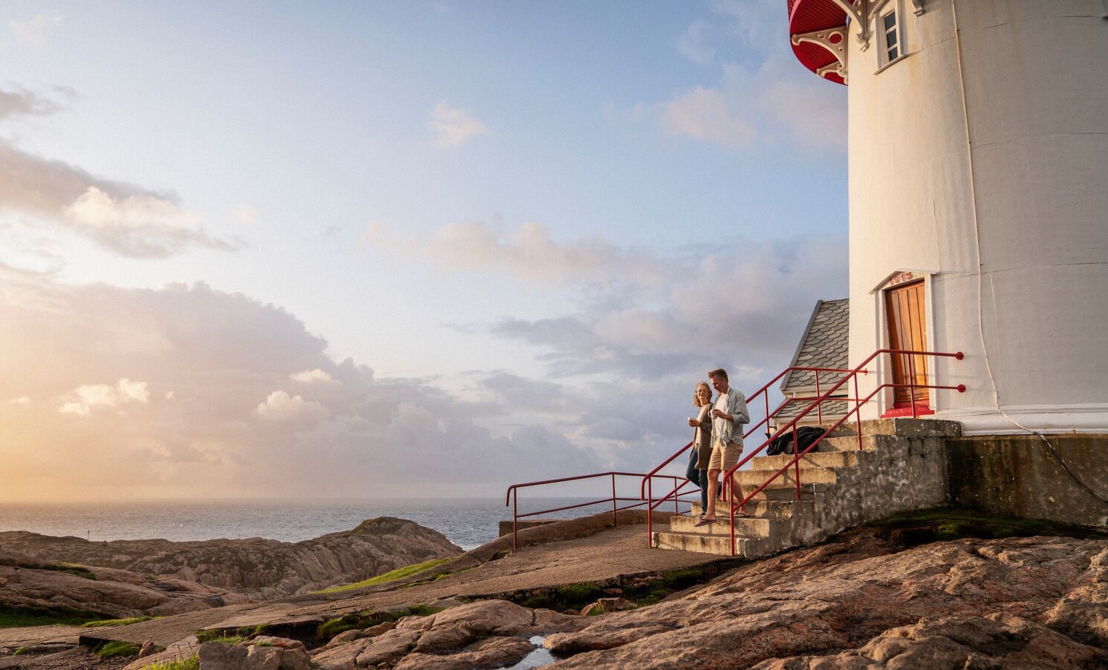 Couple at Lindesnes Lighthouse in Southern Norway