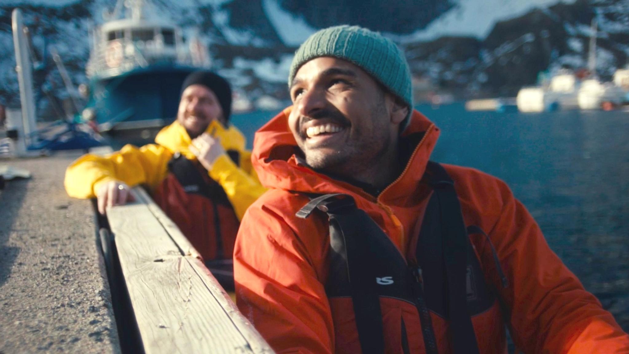 Two men in a kayak in Northern Norway