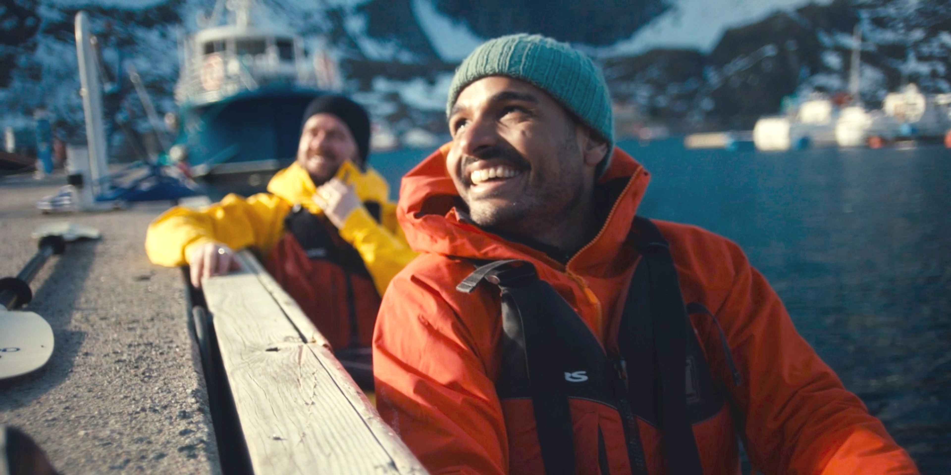 Two men in a kayak in Northern Norway