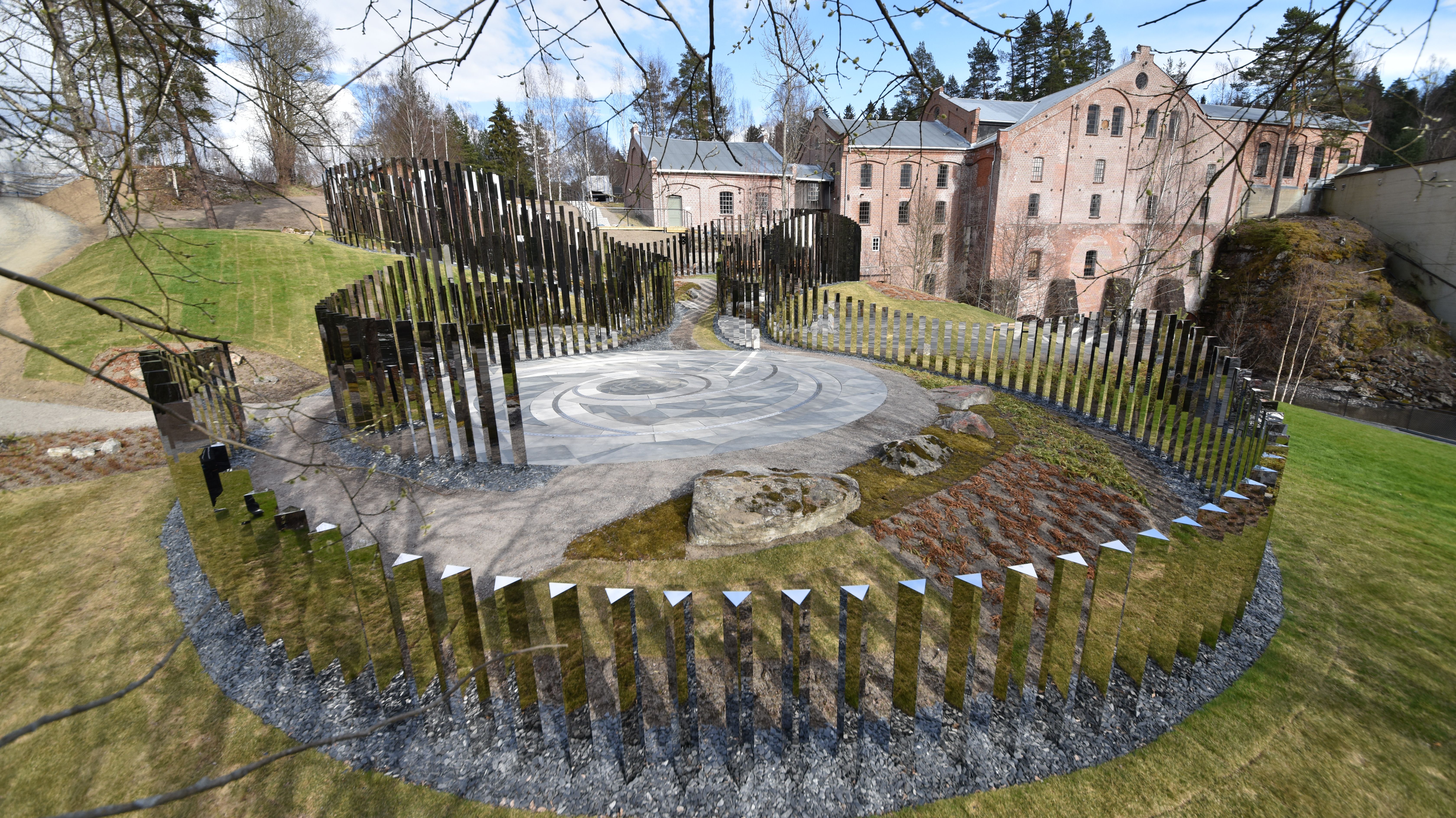 The sculpture Path of Silence by Jeppe Hein (2016). Kistefos-Museet, Hadeland, Norway