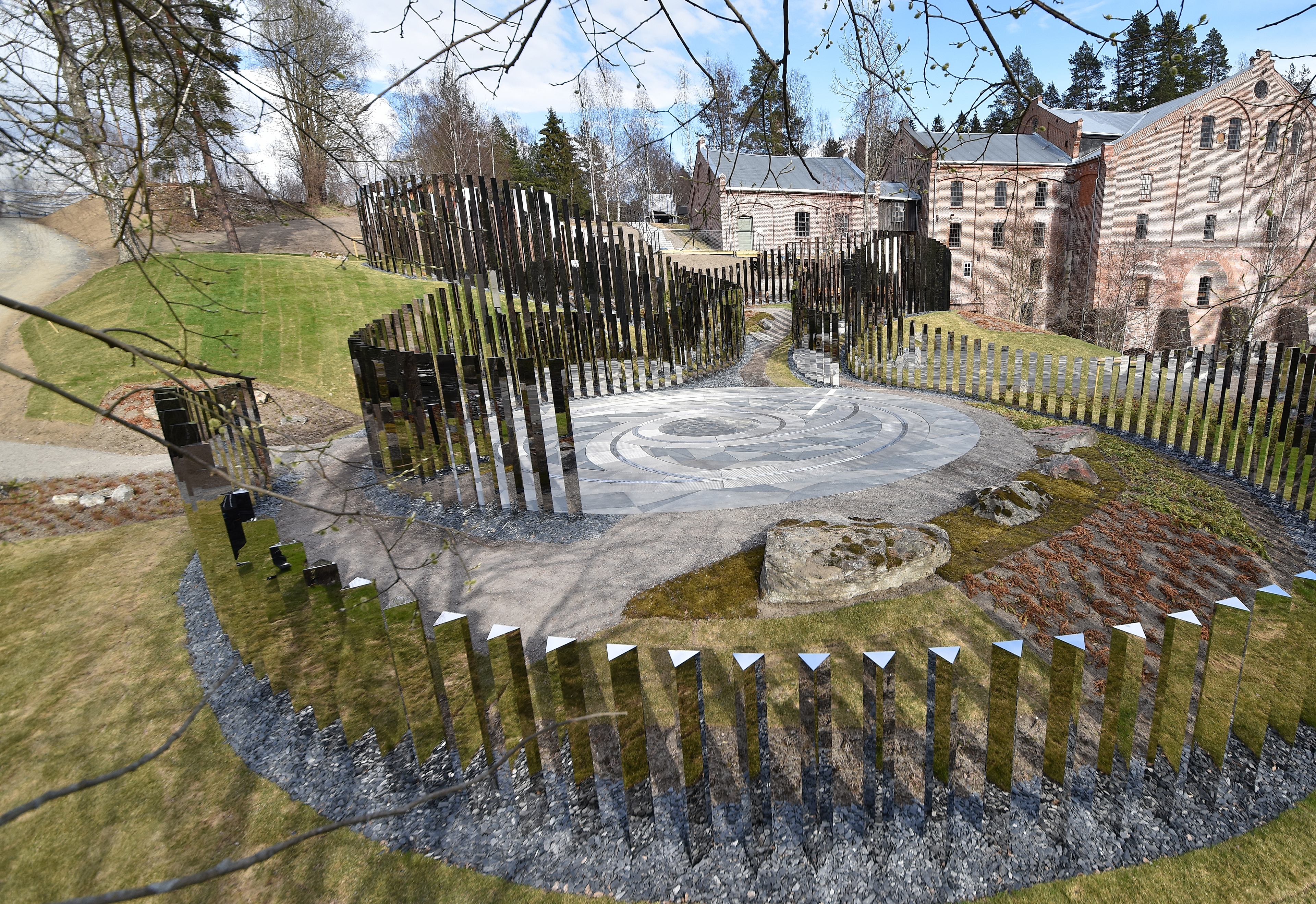 The sculpture Path of Silence by Jeppe Hein (2016). Kistefos-Museet, Hadeland, Norway