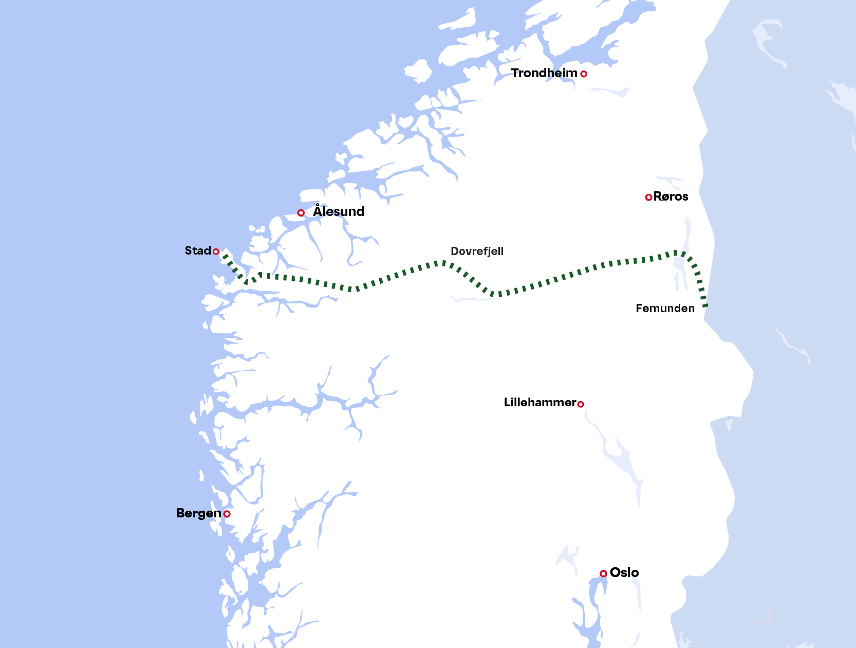 Across Norway hiking map – Femunden to Stad