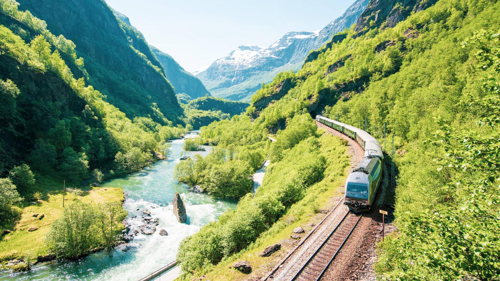 Flåm railway in the Sognefjorden area in Fjord Norway