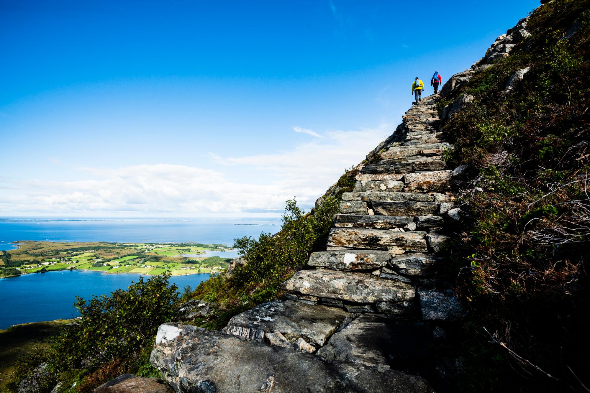 The Midsundtrappene stairs to Rørsethornet in Molde in Northwest, Fjord Norway