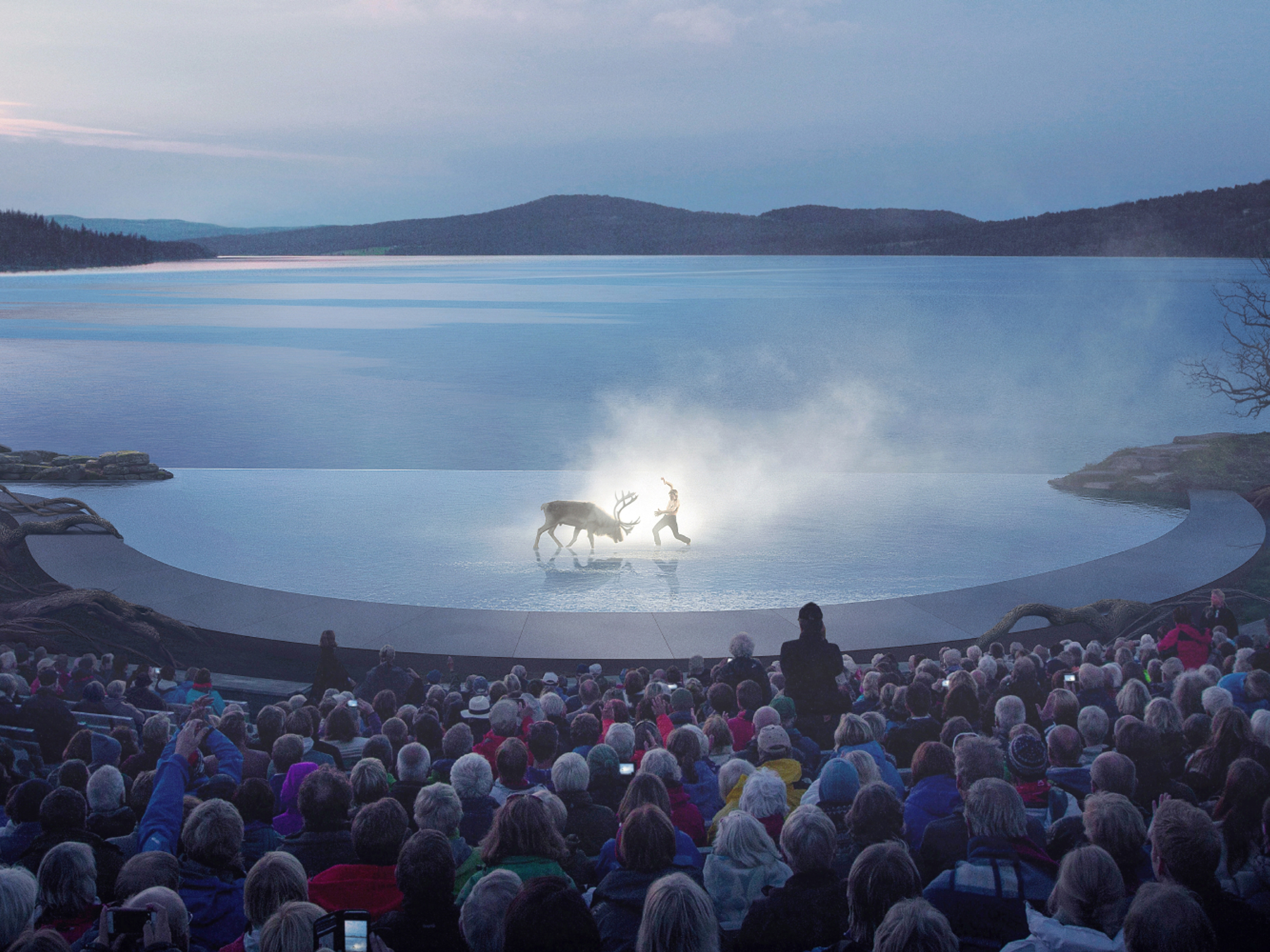 View from the crowd on the stage of the Peer Gynt Festival, Gålå, Eastern Norway