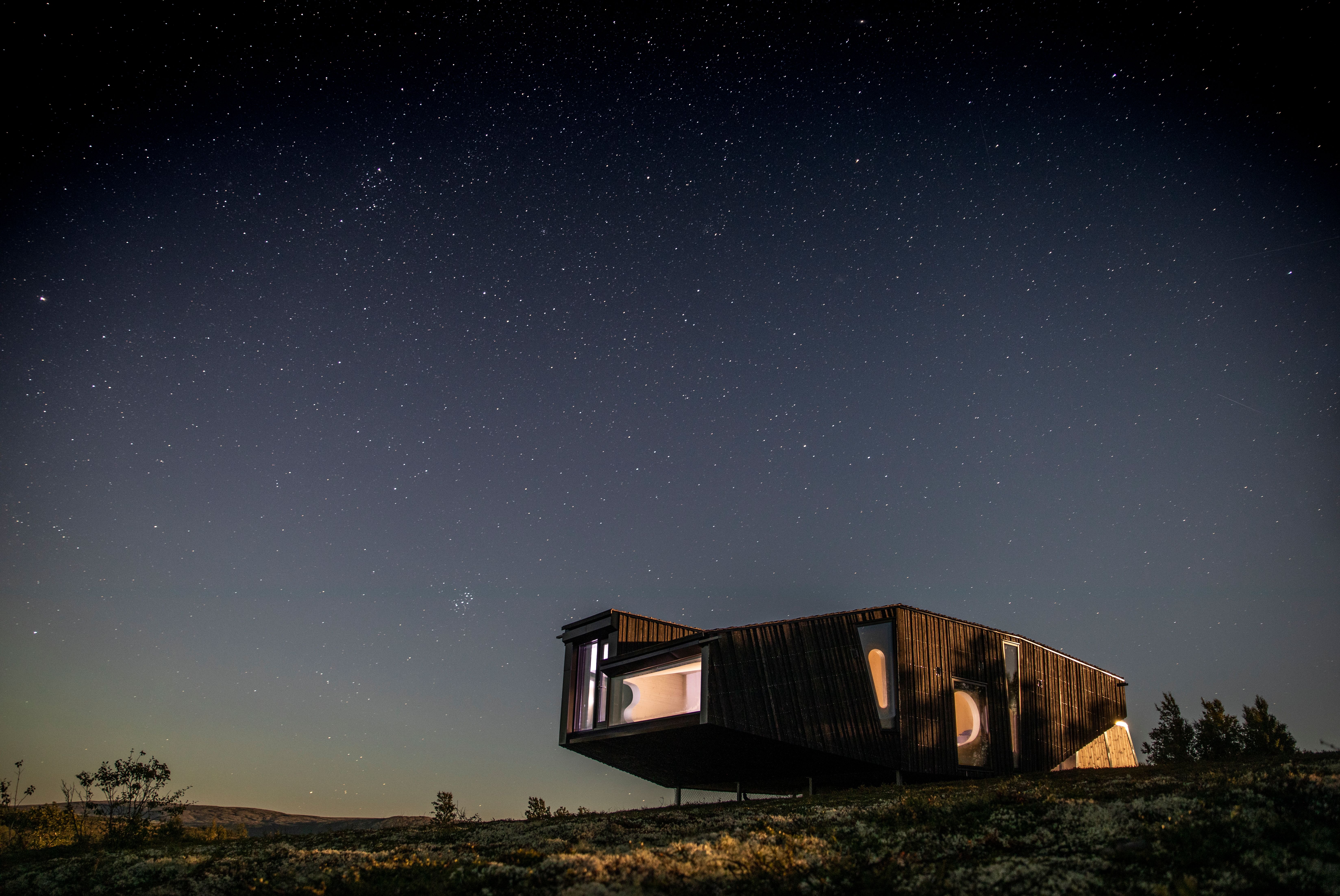 The UFO-cabin in Hessdalen by night