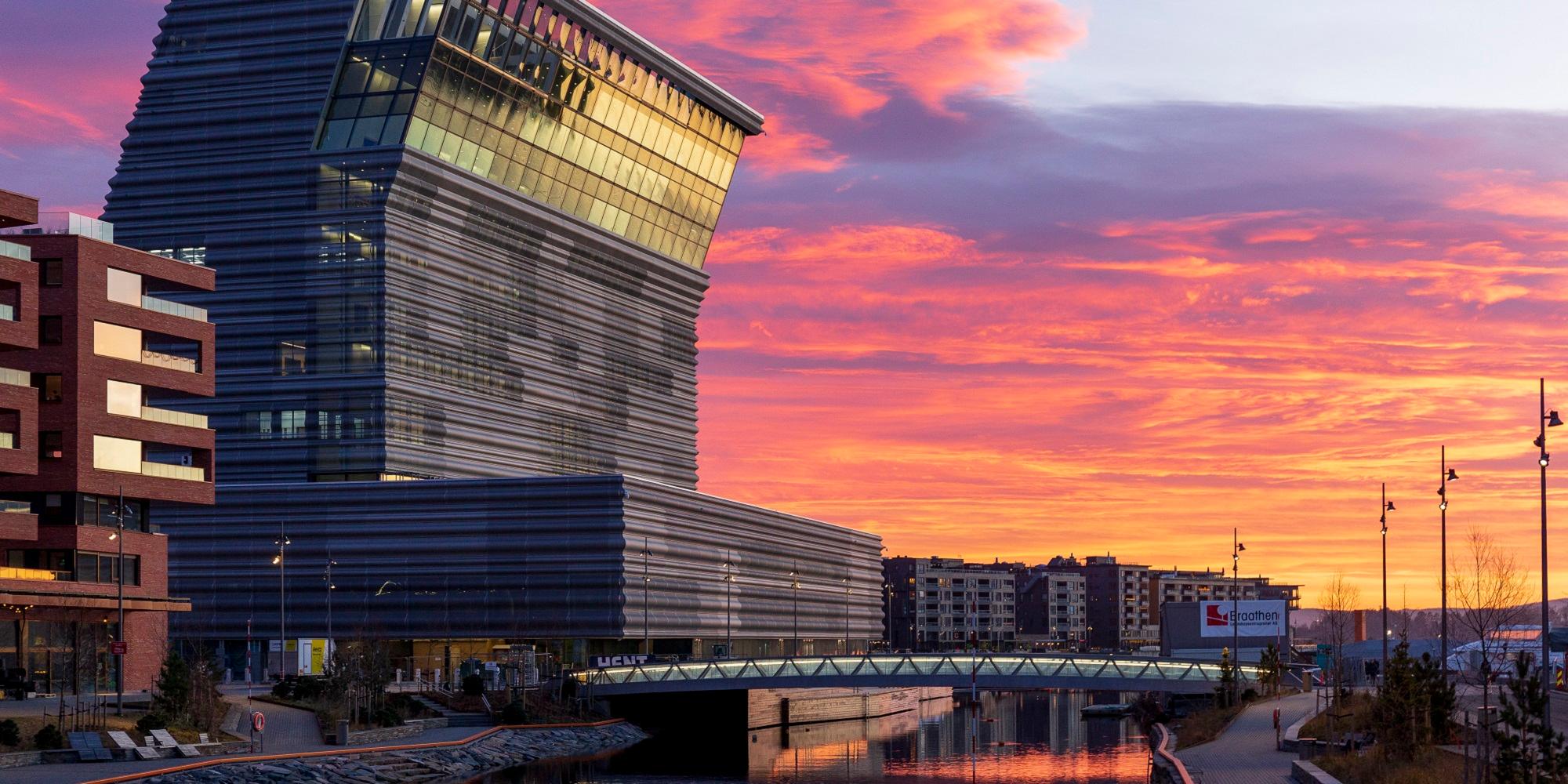 The Munch Museum in Oslo, Norway, during sunset