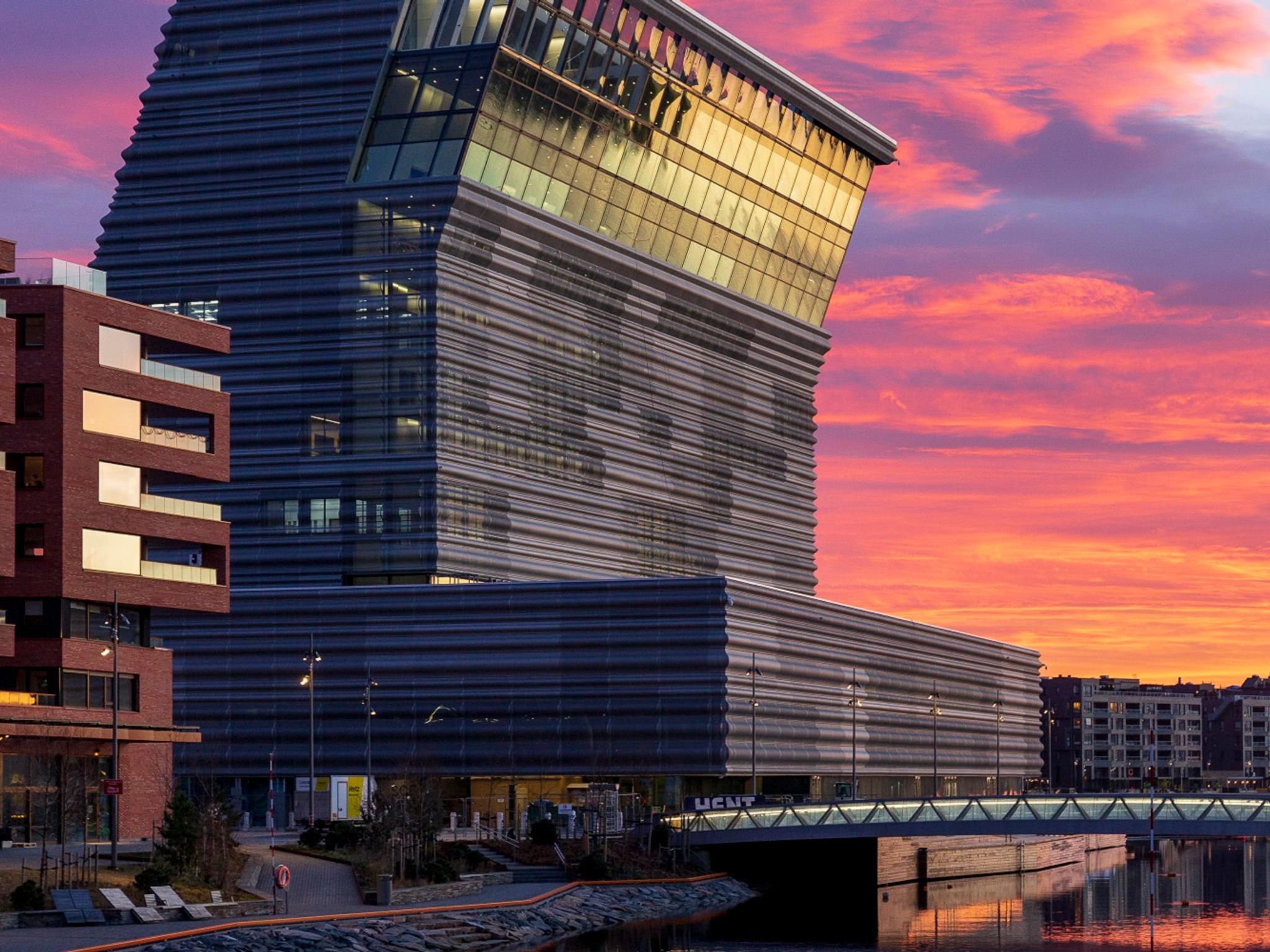 The Munch Museum in Oslo, Norway, during sunset