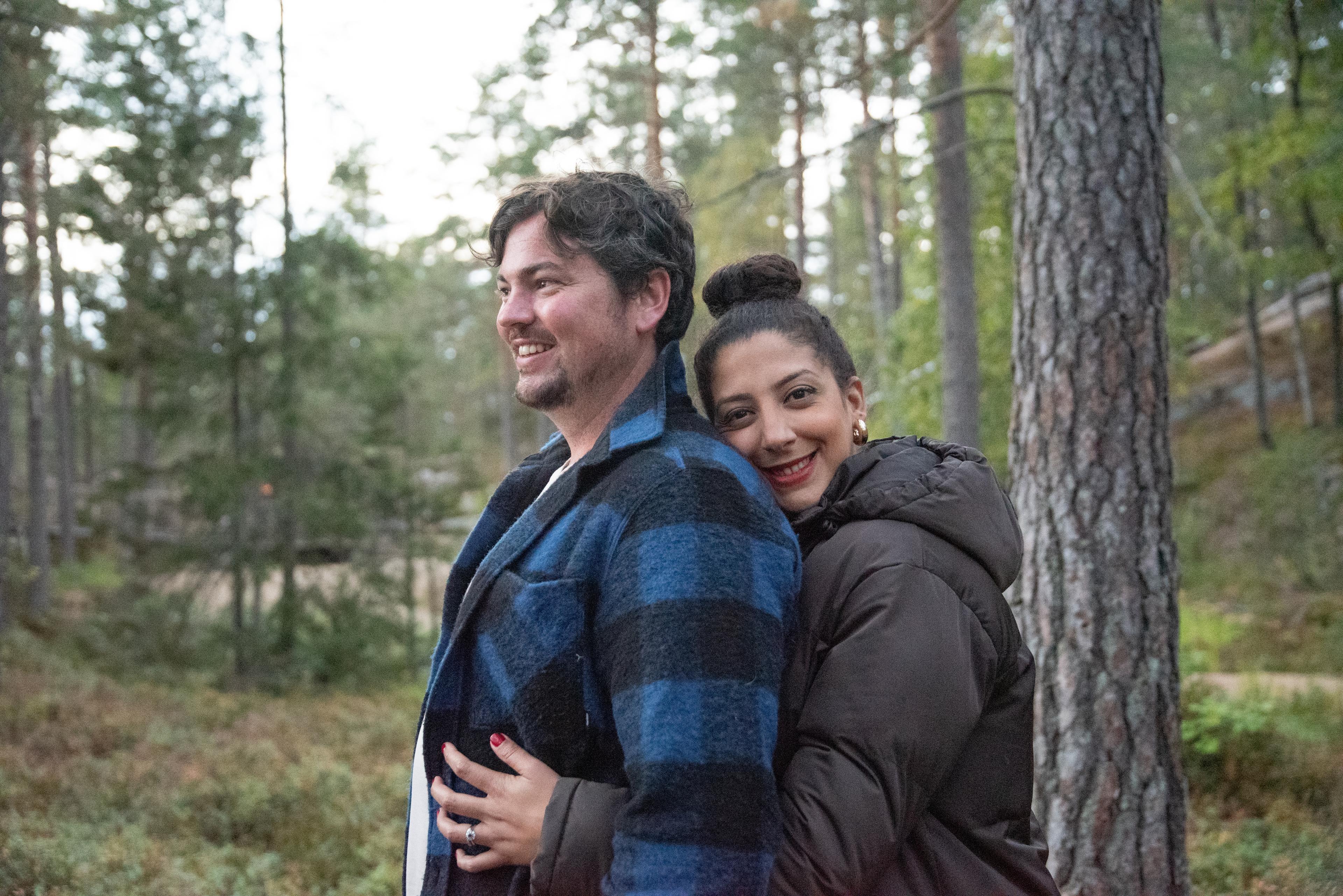 Sam and Stephanie in the forest in Southern Norway